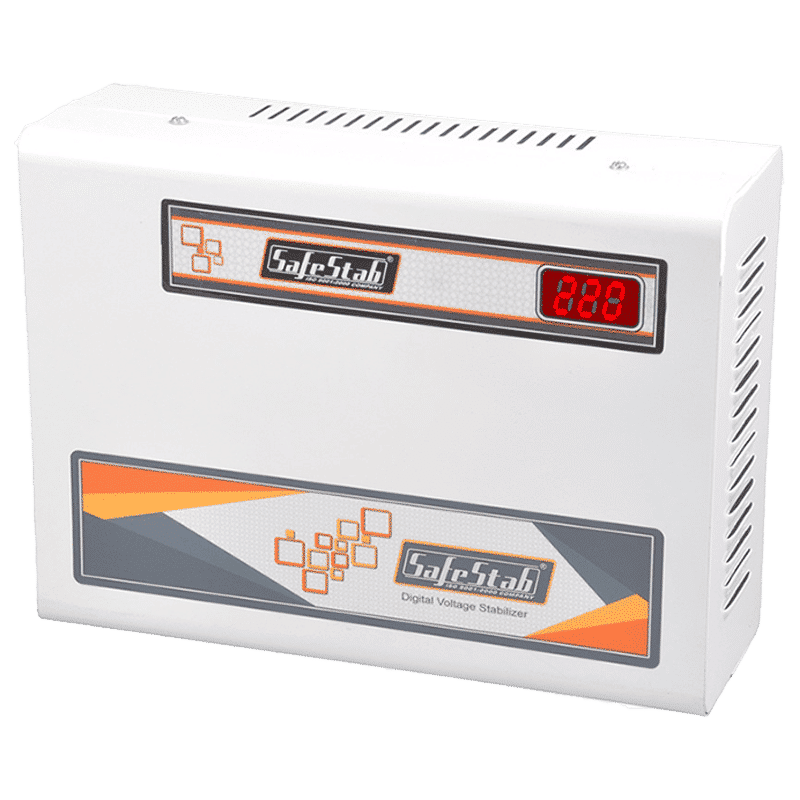 SafeStab 12 Amps Voltage Stabilizer For 1.5T Air Conditioner (150 - 270 V, Latest IC Technology, VST400D PLUS, White) SafeStab 12 Amps Voltage Stabilizer For 1.5T Air Conditioner (150 - 270 V, Latest IC Technology, VST400D PLUS, White)_1