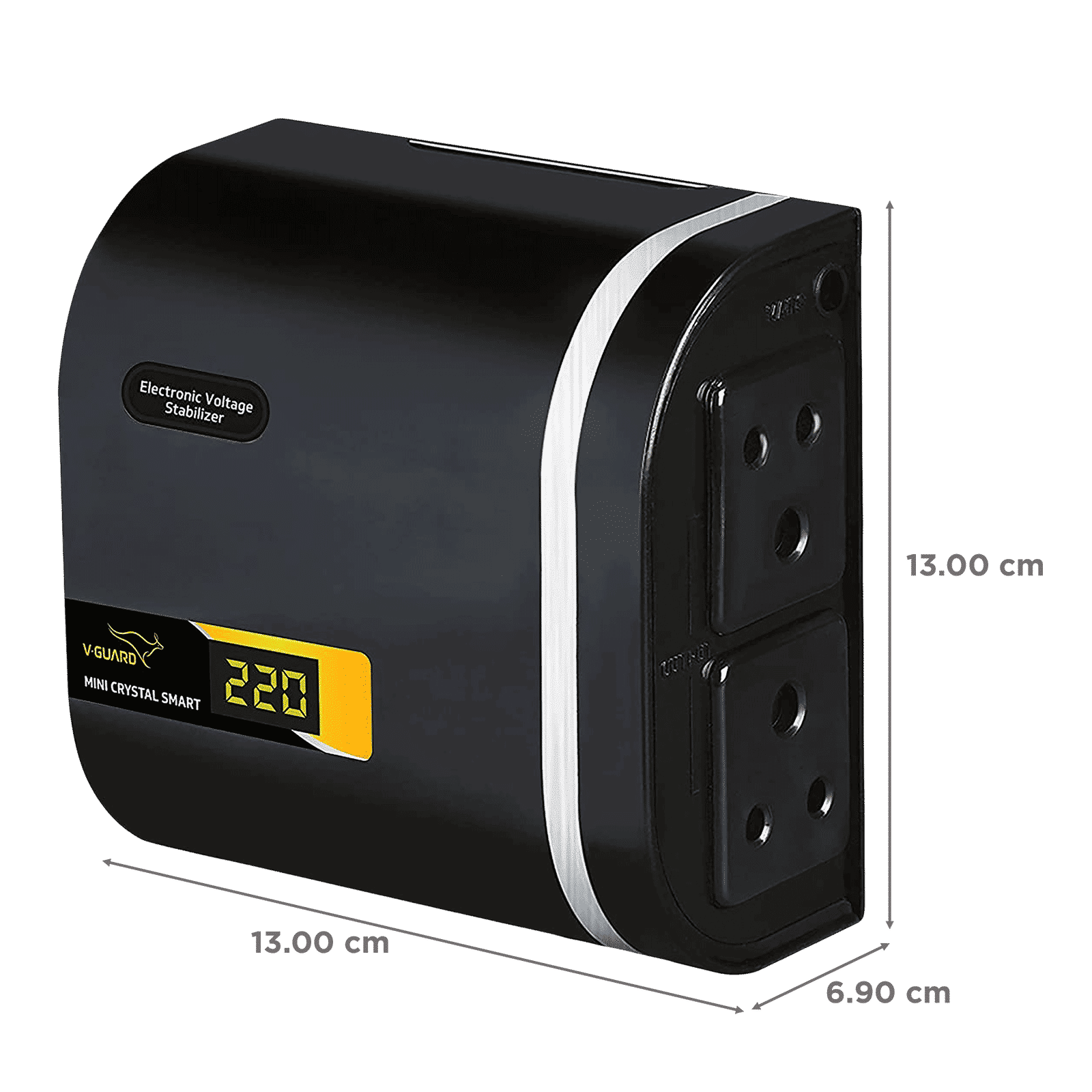 V-Guard Mini Crystal Smart TV 1.3 Amps Voltage Stabilizer 82cm (32 Inch) TV (90 - 290 V, Digital Display, Black) V-Guard Mini Crystal Smart TV 1.3 Amps Voltage Stabilizer 82cm (32 Inch) TV (90 - 290 V, Digital Display, Black)_2