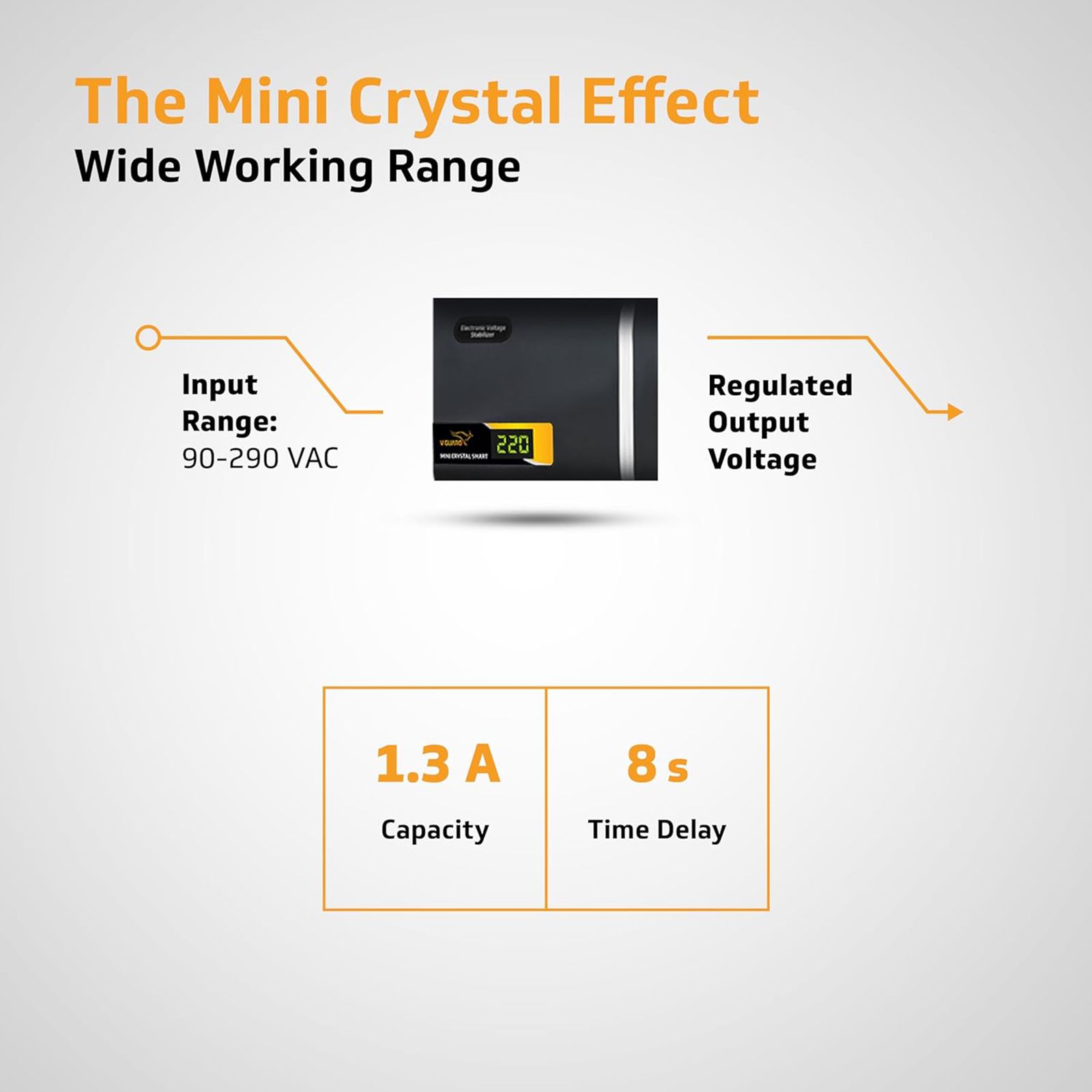 V-Guard Mini Crystal Smart TV 1.3 Amps Voltage Stabilizer 82cm (32 Inch) TV (90 - 290 V, Digital Display, Black) V-Guard Mini Crystal Smart TV 1.3 Amps Voltage Stabilizer 82cm (32 Inch) TV (90 - 290 V, Digital Display, Black)_6