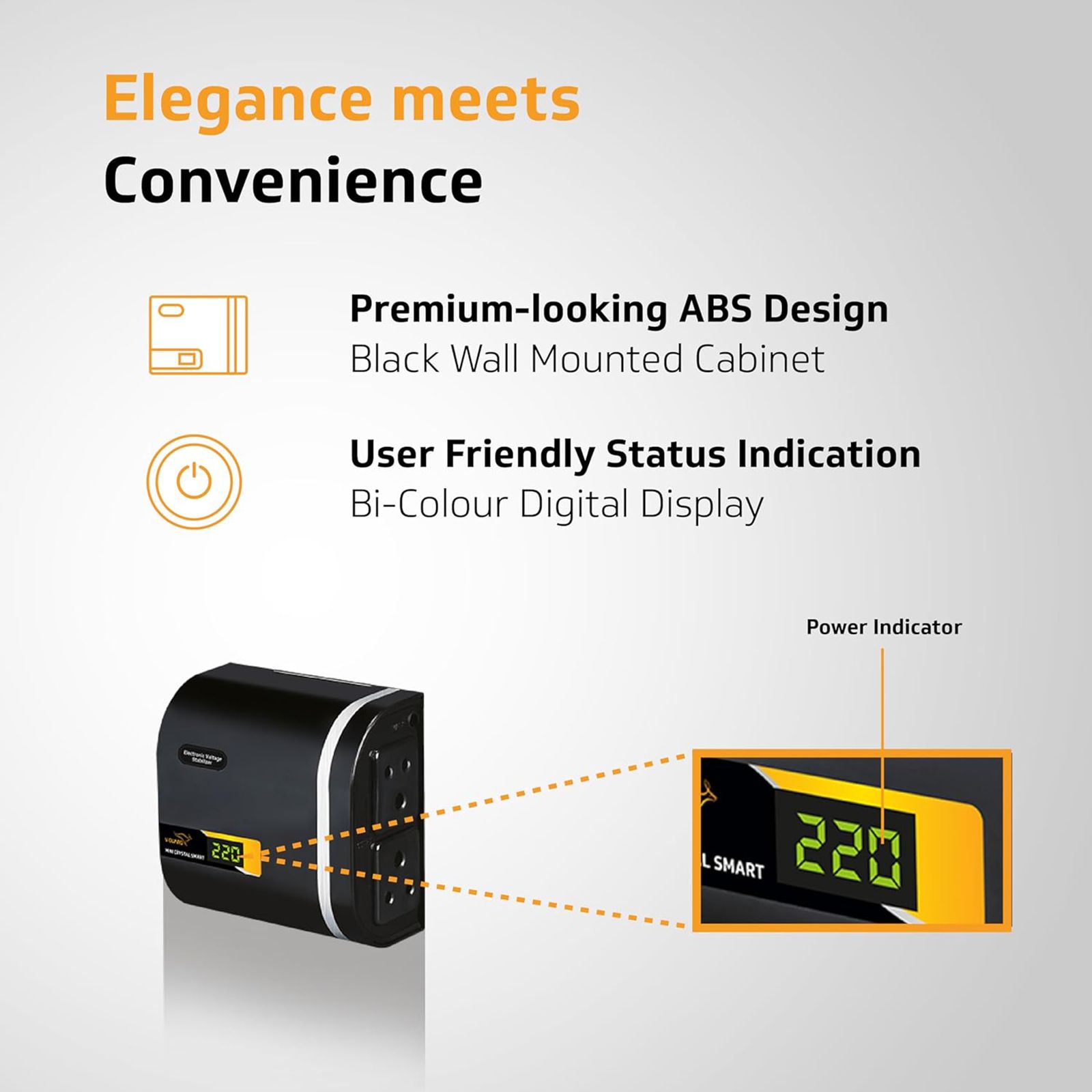 V-Guard Mini Crystal Smart TV 1.3 Amps Voltage Stabilizer 82cm (32 Inch) TV (90 - 290 V, Digital Display, Black) V-Guard Mini Crystal Smart TV 1.3 Amps Voltage Stabilizer 82cm (32 Inch) TV (90 - 290 V, Digital Display, Black)_7