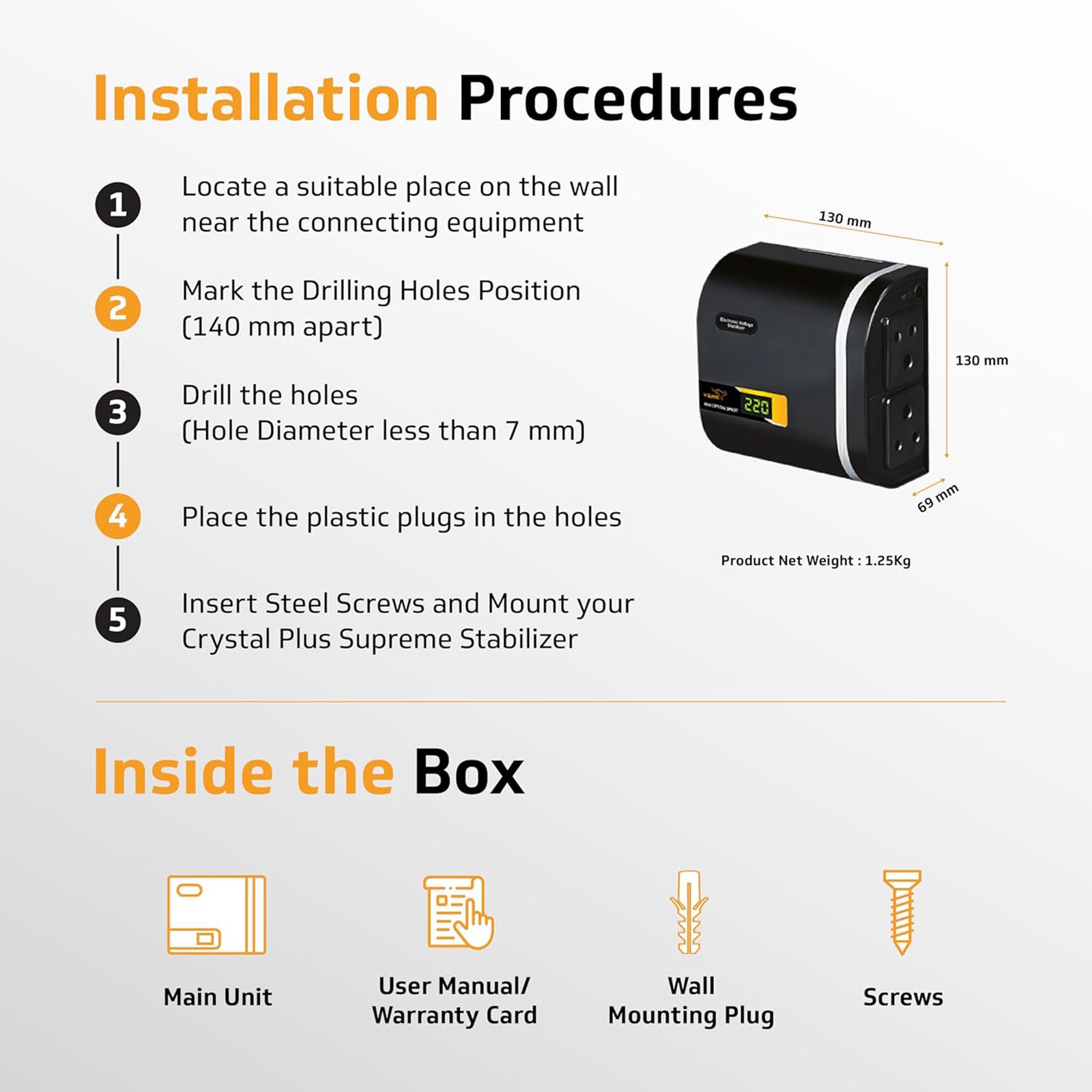 V-Guard Mini Crystal Smart TV 1.3 Amps Voltage Stabilizer 82cm (32 Inch) TV (90 - 290 V, Digital Display, Black) V-Guard Mini Crystal Smart TV 1.3 Amps Voltage Stabilizer 82cm (32 Inch) TV (90 - 290 V, Digital Display, Black)_8
