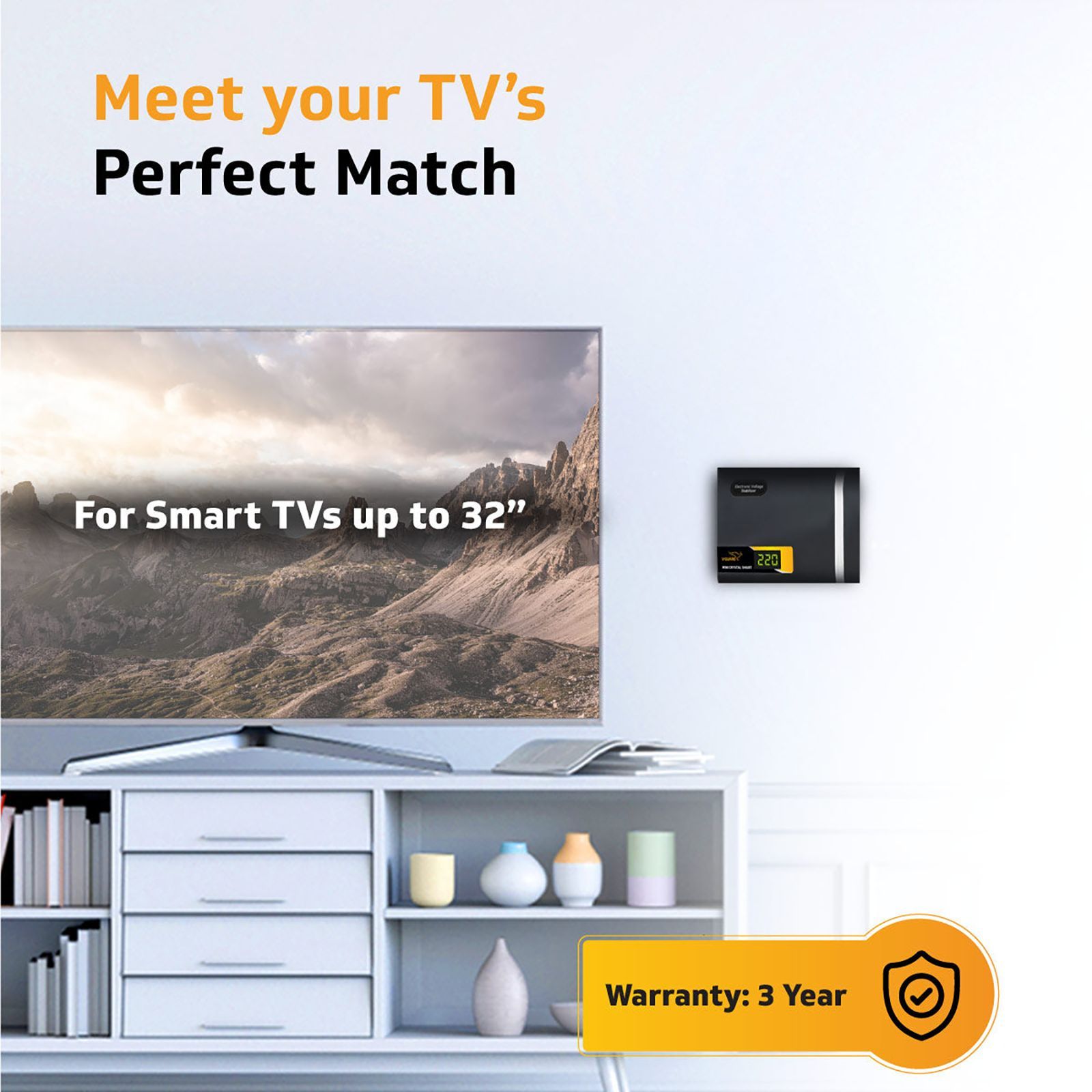 V-Guard Mini Crystal Smart TV 1.3 Amps Voltage Stabilizer 82cm (32 Inch) TV (90 - 290 V, Digital Display, Black) V-Guard Mini Crystal Smart TV 1.3 Amps Voltage Stabilizer 82cm (32 Inch) TV (90 - 290 V, Digital Display, Black)_9