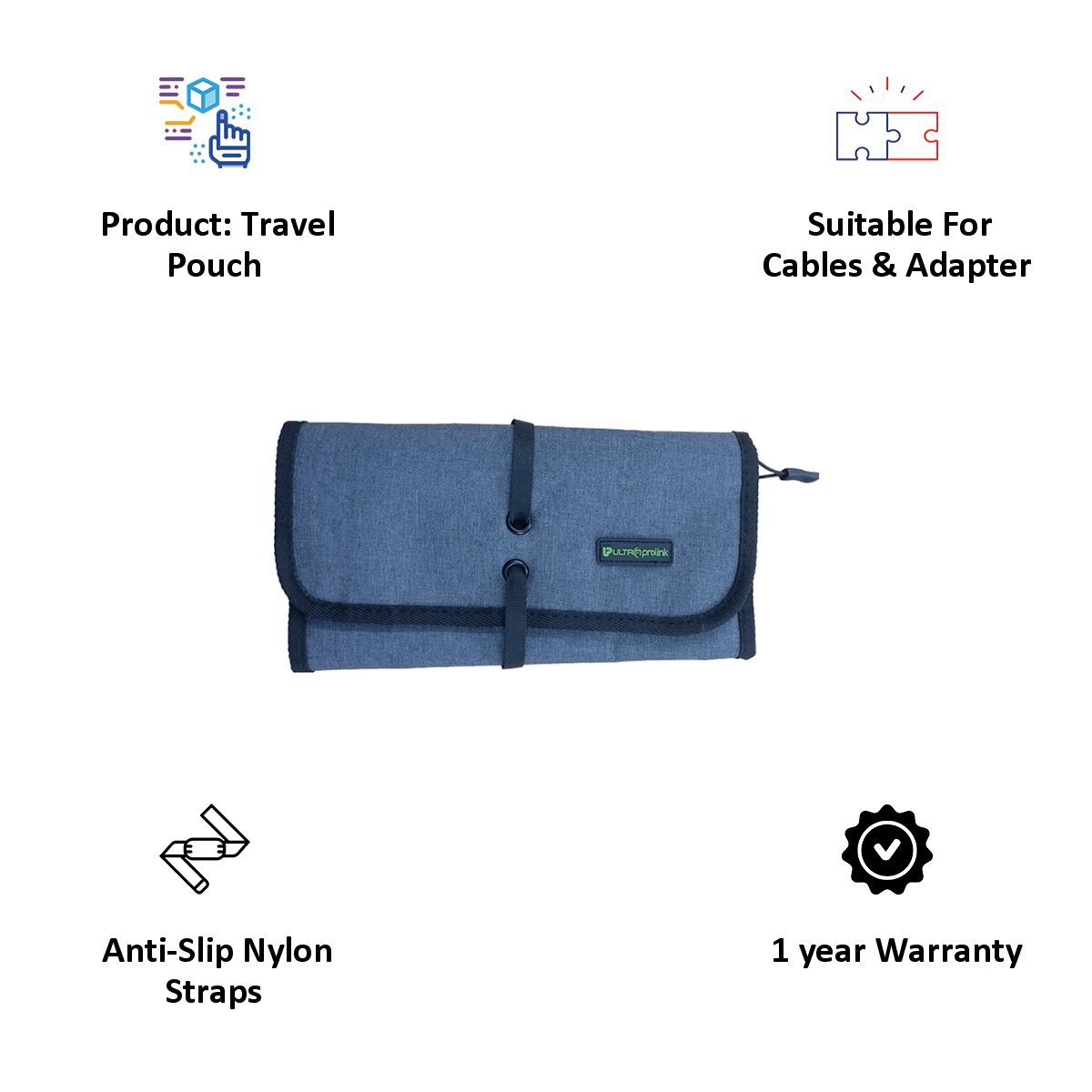 ultraprolink Valet Cable and Power Management Travel Pouch (UM0090, Grey)_4