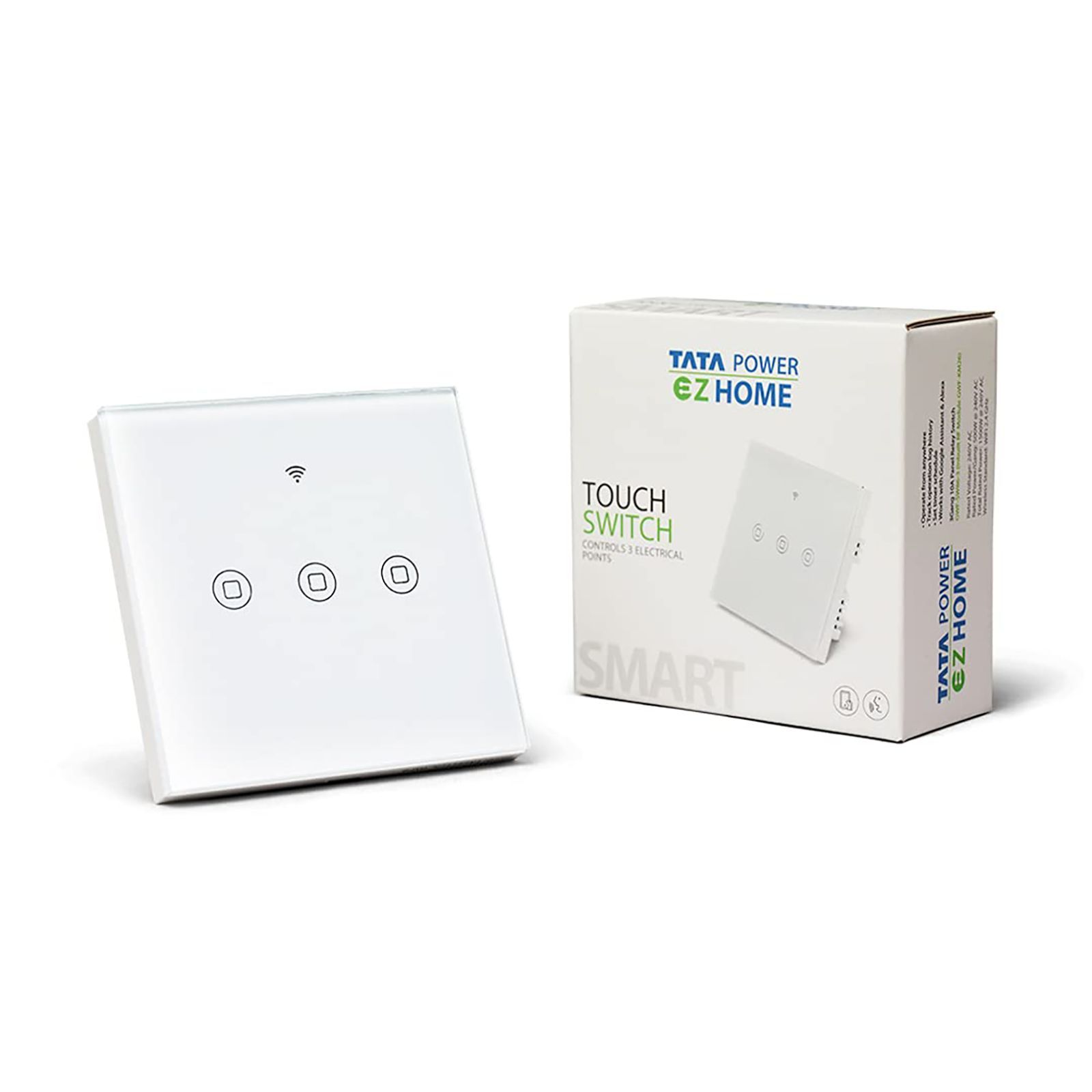 TATA POWER EZ HOME Google and Alexa Assistant Touch Panel For Fans, Lights, Plug Points (Voice Control, GWF-SW86-3, White)_3