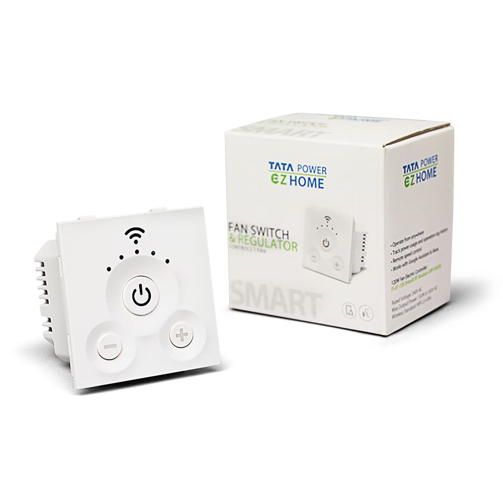 TATA POWER EZ HOME Google and Alexa Assistant Smart Switch and Regulator For Fan (Voice Control, FI-01-150 GWF-KM26, White)_3