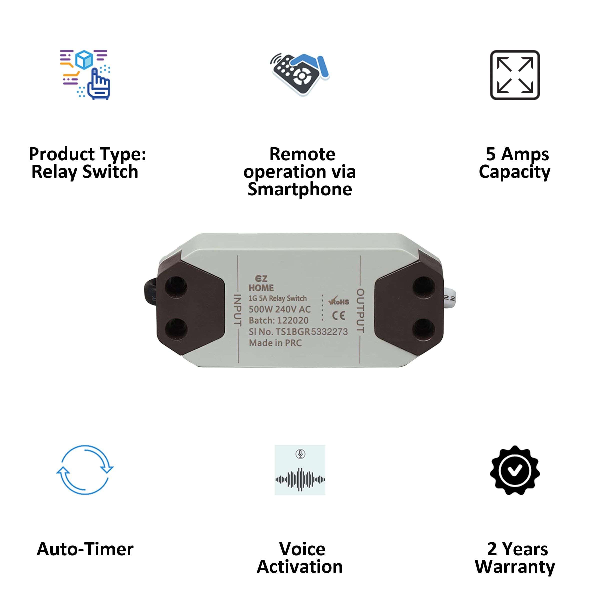 TATA POWER EZ HOME 5 Amps Relay Switch (1 Gang, Google and Alexa Voice Assisted, DLS01, Grey)_6