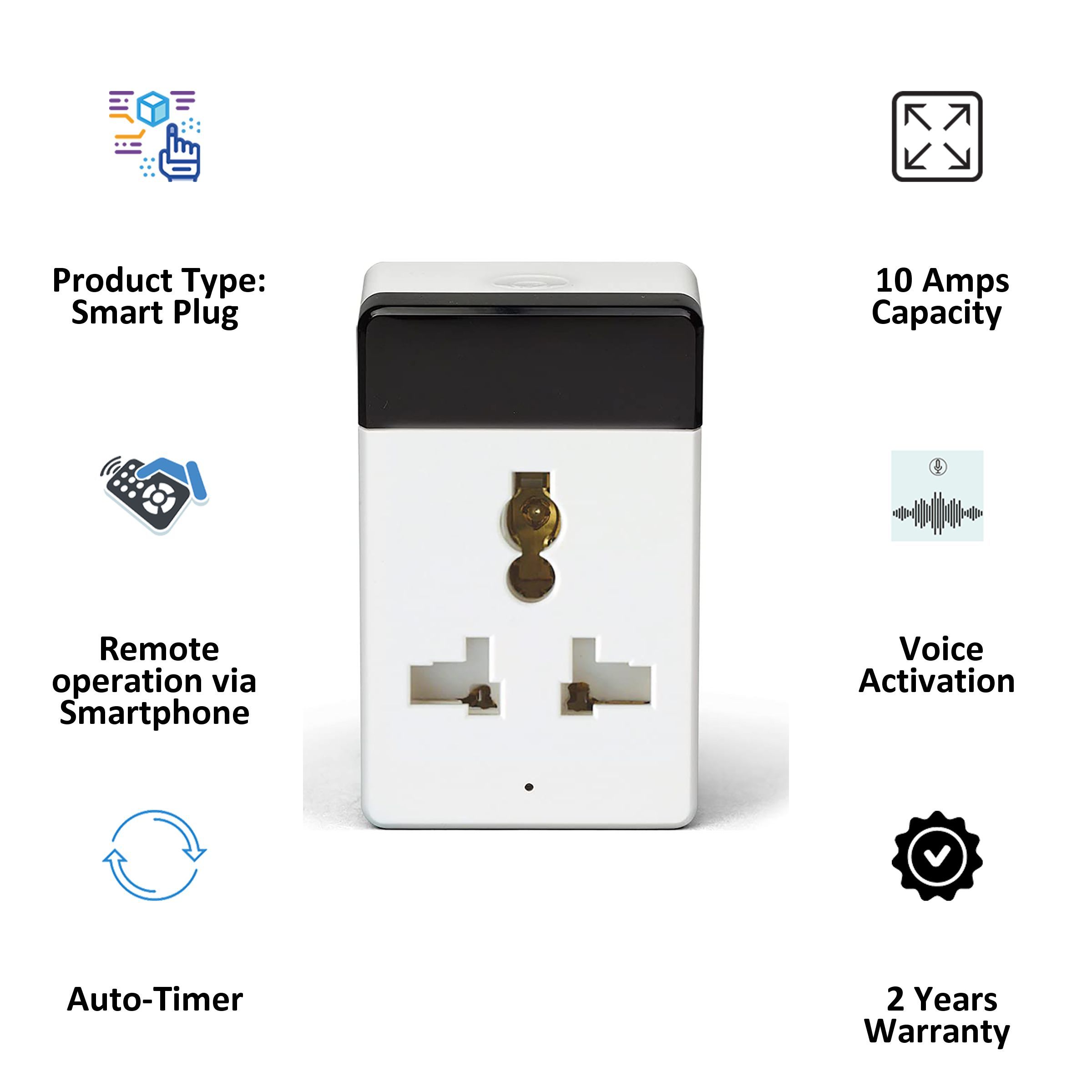 TATA POWER EZ HOME Google Home and Amazon Alexa Smart Plug for AC, TV, Set-Top (Auto Timer, GWF-SI01-IR, White)_4