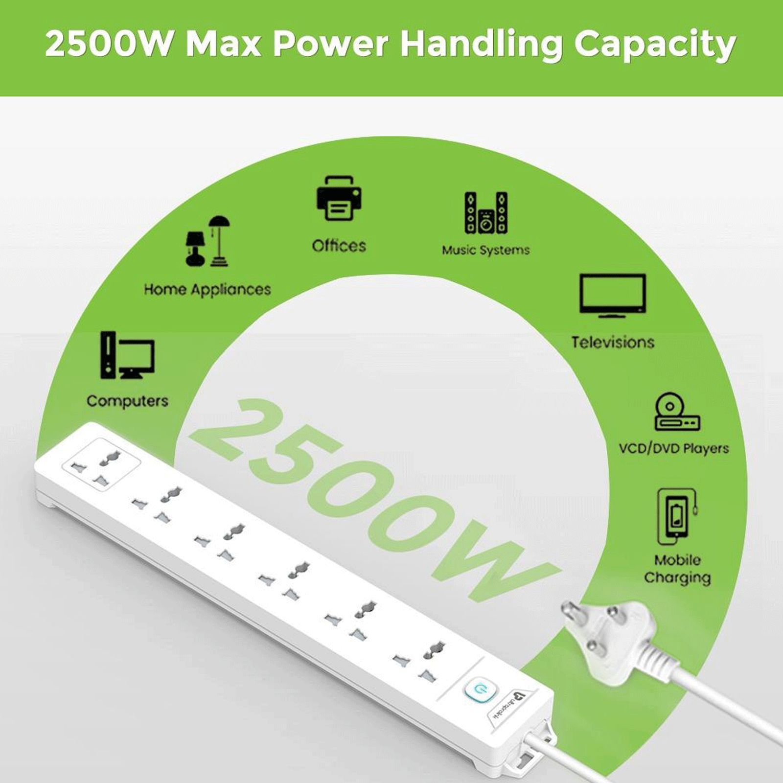 Ultraprolink 6 Amps 6 Sockets Surge Protector with Individual Switch (2 Meters, Fire Retardant Material, UM1048, White)_9