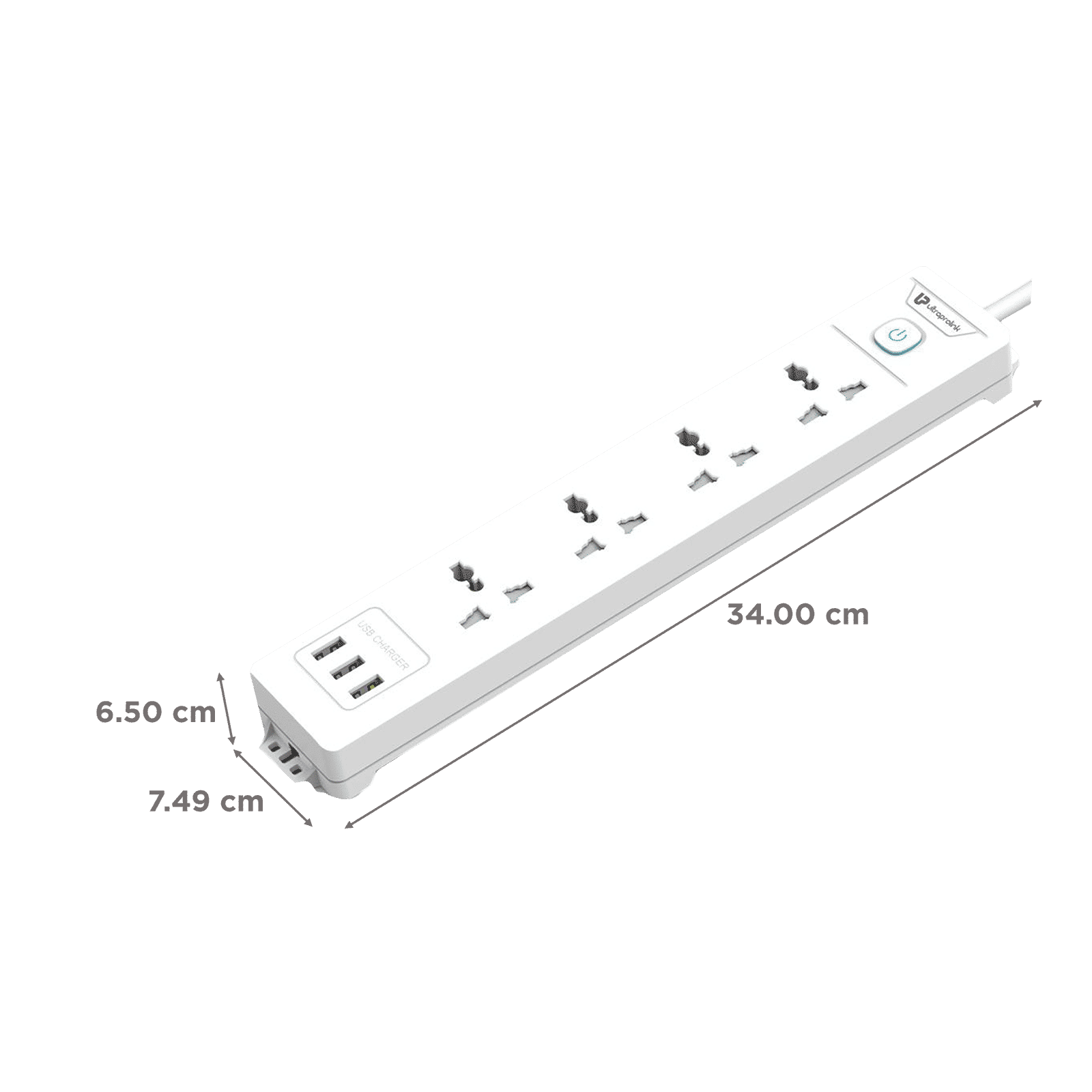 Ultraprolink 2.4 Amps 4 Sockets Surge Protector with Individual Switch (2 Meters, 3 USB Ports, UM1049U, White)_3