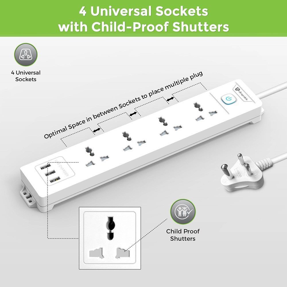 Ultraprolink 2.4 Amps 4 Sockets Surge Protector with Individual Switch (2 Meters, 3 USB Ports, UM1049U, White)_5