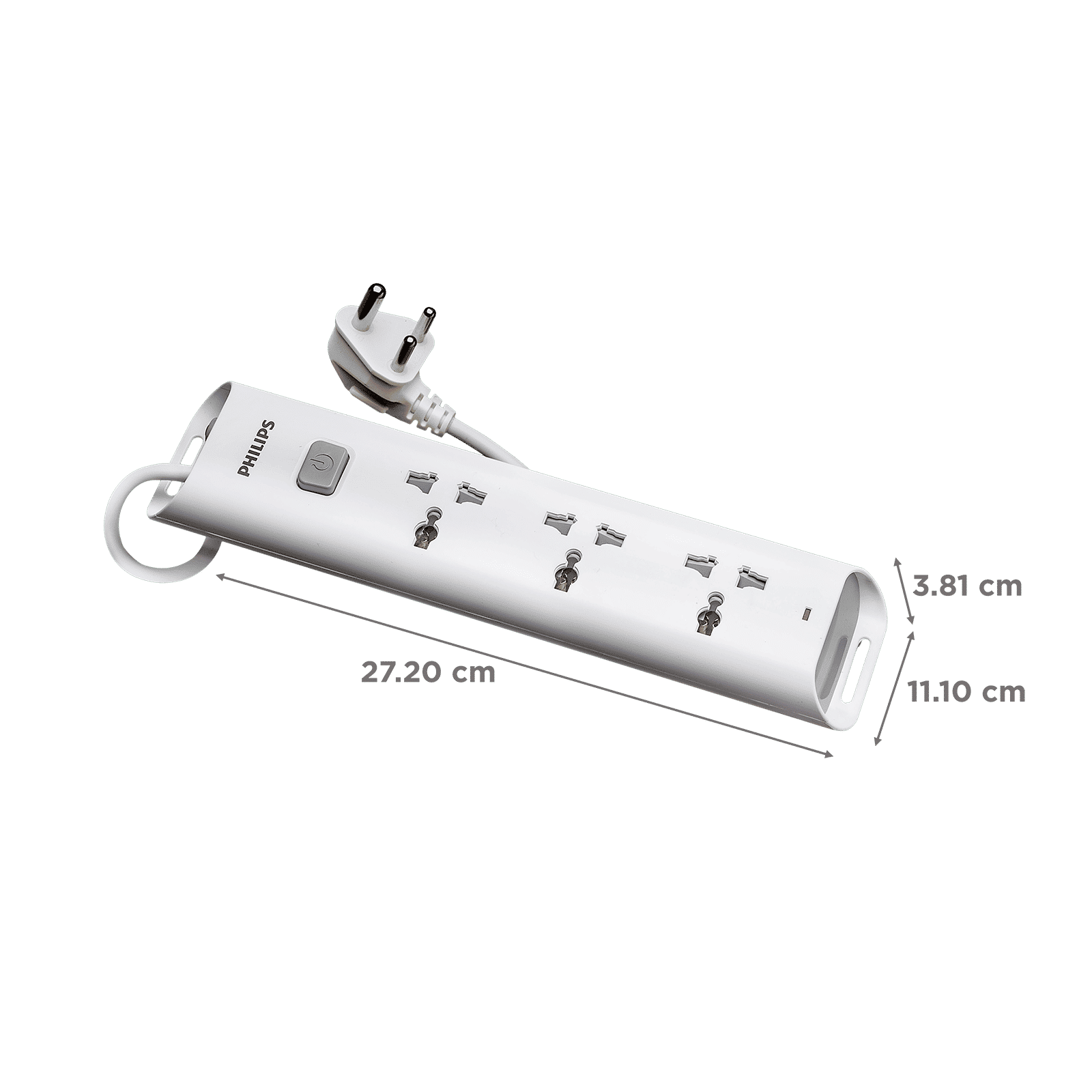 PHILIPS 10 Amps 3 Sockets Power Multiplier (1.2 Meters, Child Safety Shutter, CHP2432W/94, White)_3