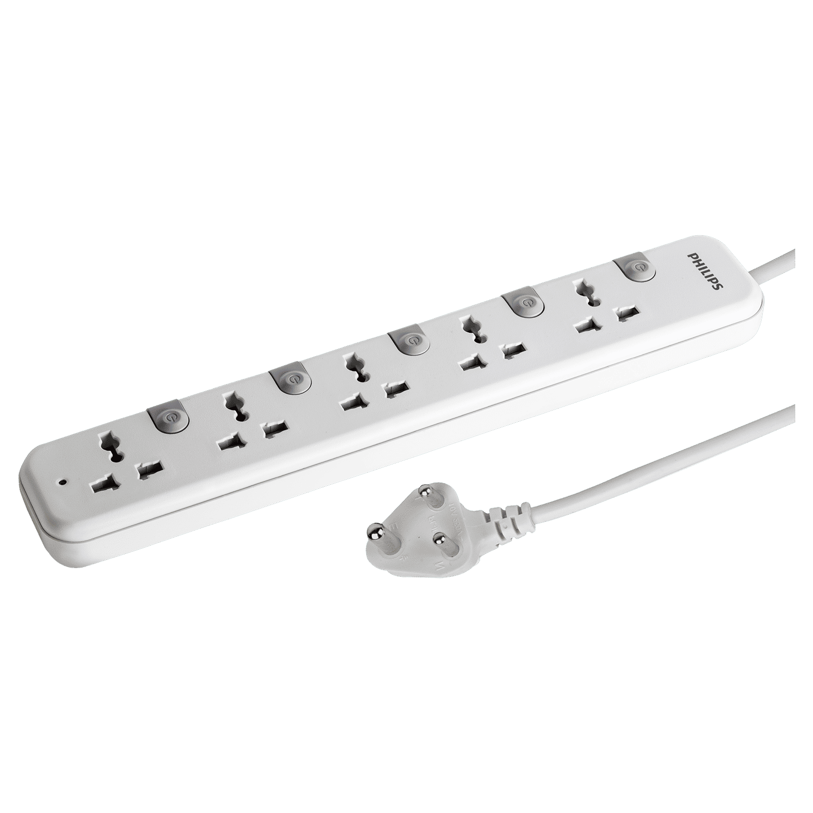 PHILIPS 10 Amps 5 Sockets Power Multiplier (1.2 Meters, Child Safety Shutter, CHP3451W/94, White)_1
