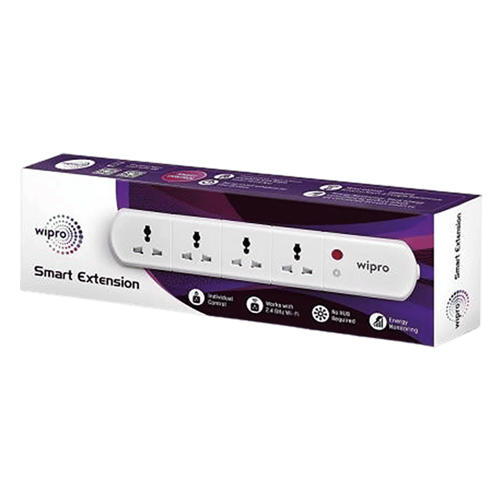 wipro 4 Sockets Smart Extension Board (Energy Monitoring, DSE2150, White)_2