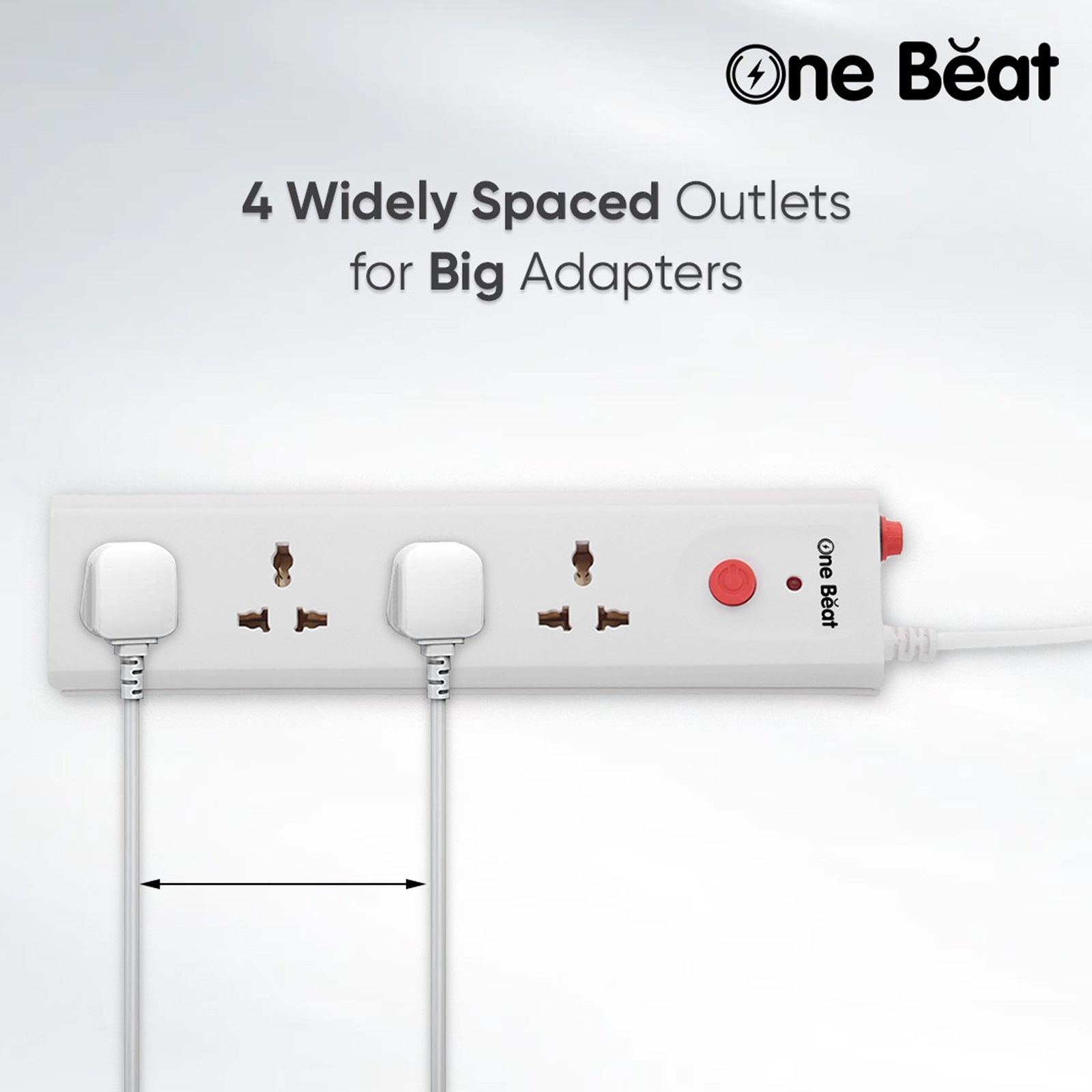 One Beat Spark 4 10 Amps 4 Sockets Extension Board (2 Meters, Resettable Circuit Breaker, OB-20402, White) One Beat Spark 4 10 Amps 4 Sockets Extension Board (2 Meters, Resettable Circuit Breaker, OB-20402, White)_4