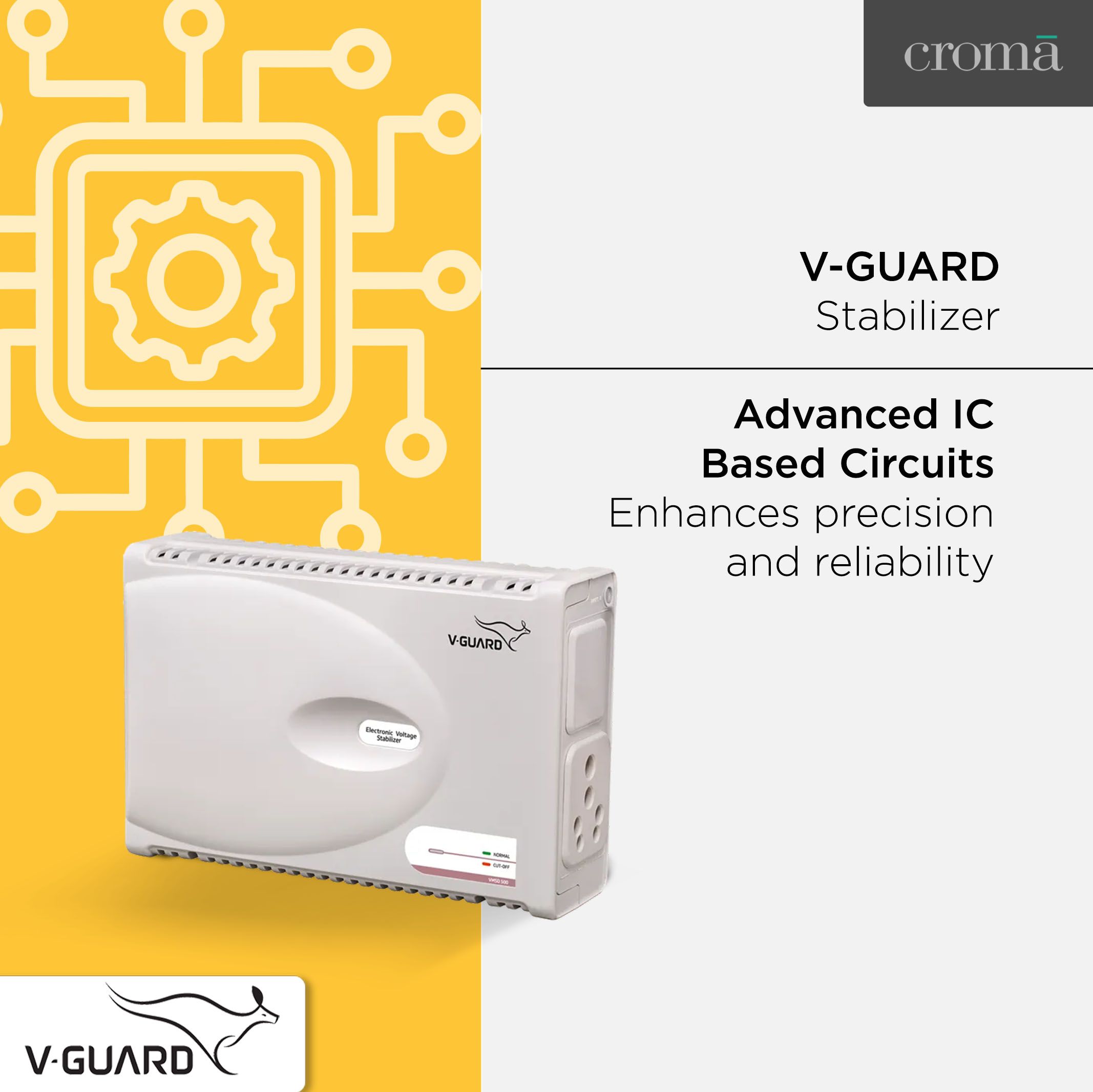 V-GUARD 15 Amps Voltage Stabilizer For Washing Machine, Dishwasher and Microwave Oven (160 - 270V Voltage Range, Thermal Overload Protection, VMSD 500, White) V-GUARD 15 Amps Voltage Stabilizer For Washing Machine, Dishwasher and Microwave Oven (160 - 270V Voltage Range, Thermal Overload Protection, VMSD 500, White)_5