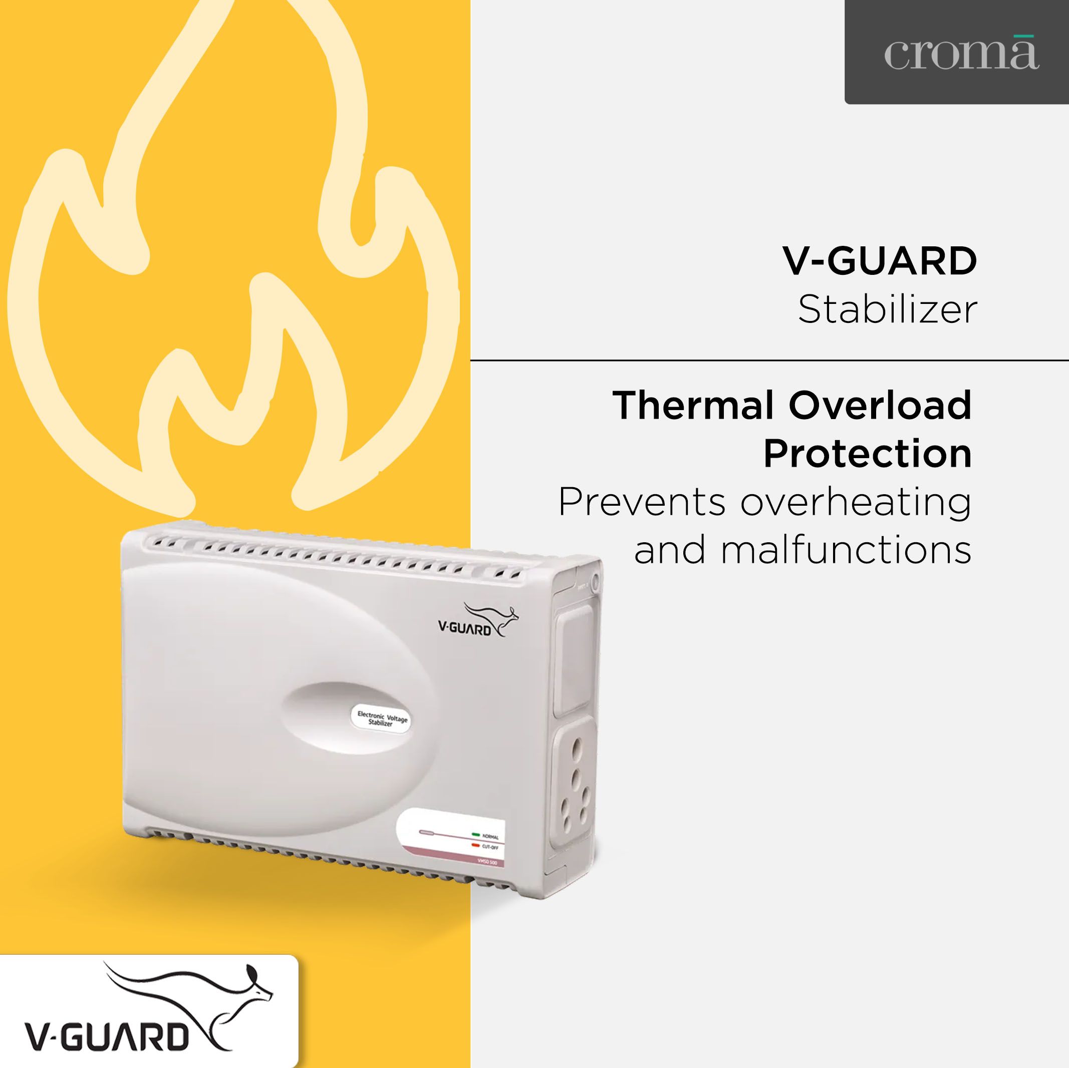 V-GUARD 15 Amps Voltage Stabilizer For Washing Machine, Dishwasher and Microwave Oven (160 - 270V Voltage Range, Thermal Overload Protection, VMSD 500, White) V-GUARD 15 Amps Voltage Stabilizer For Washing Machine, Dishwasher and Microwave Oven (160 - 270V Voltage Range, Thermal Overload Protection, VMSD 500, White)_7