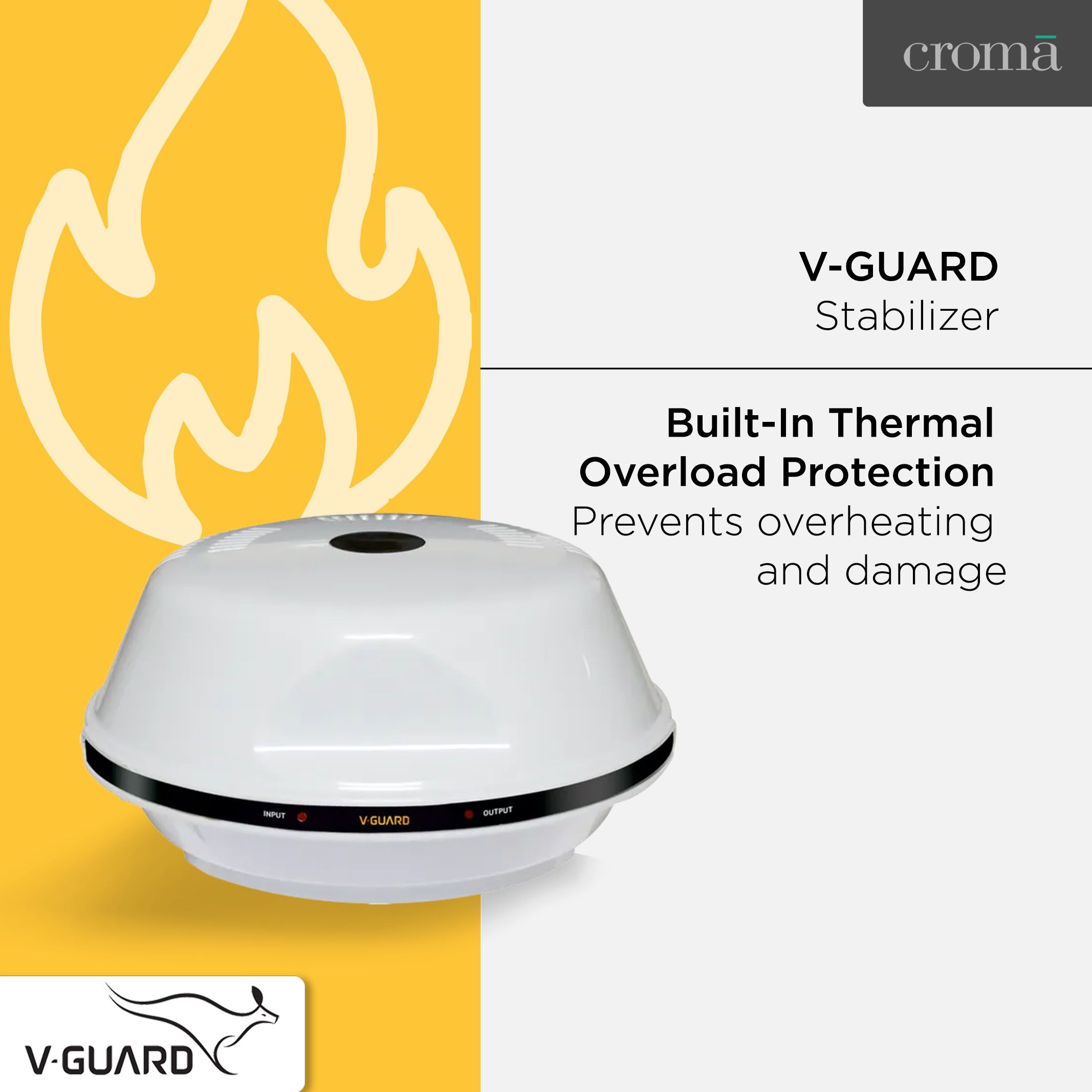 V-Guard 6 Amps Voltage Stabilizer For 0.5T Air Conditioner / Air Cooler / Refrigerator (150 - 280 V, Thermal Overload Protection, VG 150, Grey)_6