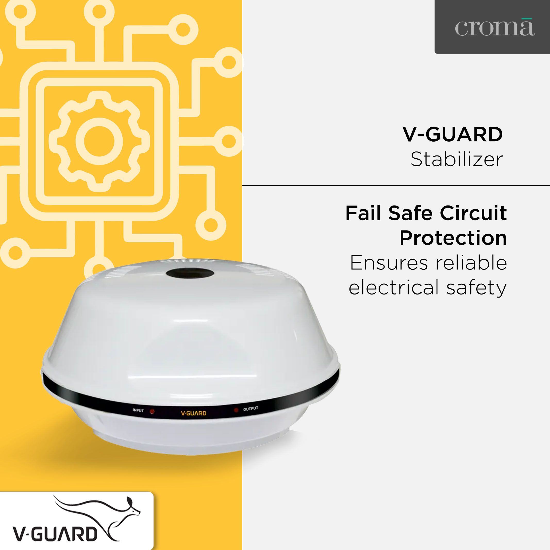 V-Guard 6 Amps Voltage Stabilizer For 0.5T Air Conditioner / Air Cooler / Refrigerator (150 - 280 V, Thermal Overload Protection, VG 150, Grey)_7