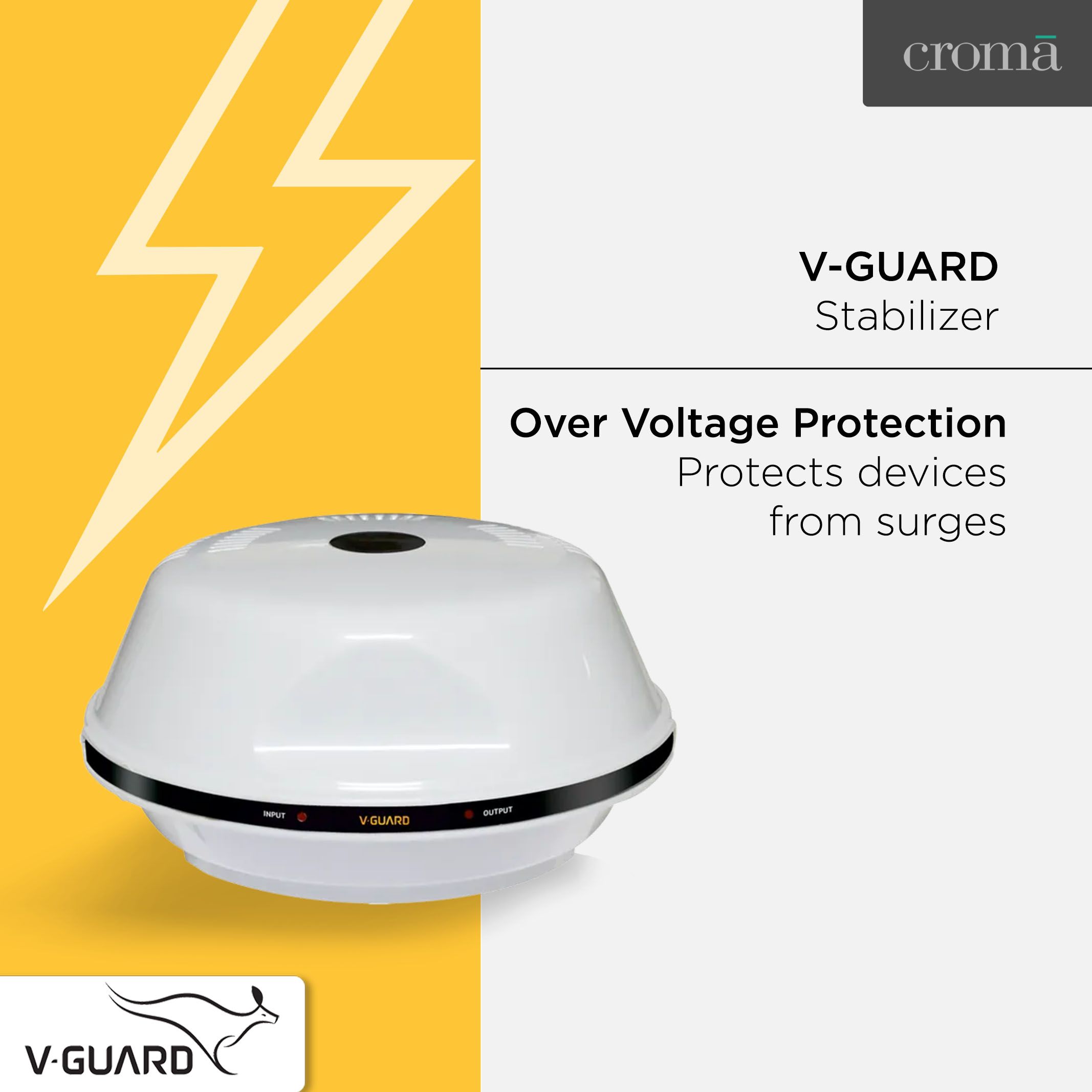 V-Guard 6 Amps Voltage Stabilizer For 0.5T Air Conditioner / Air Cooler / Refrigerator (150 - 280 V, Thermal Overload Protection, VG 150, Grey)_9