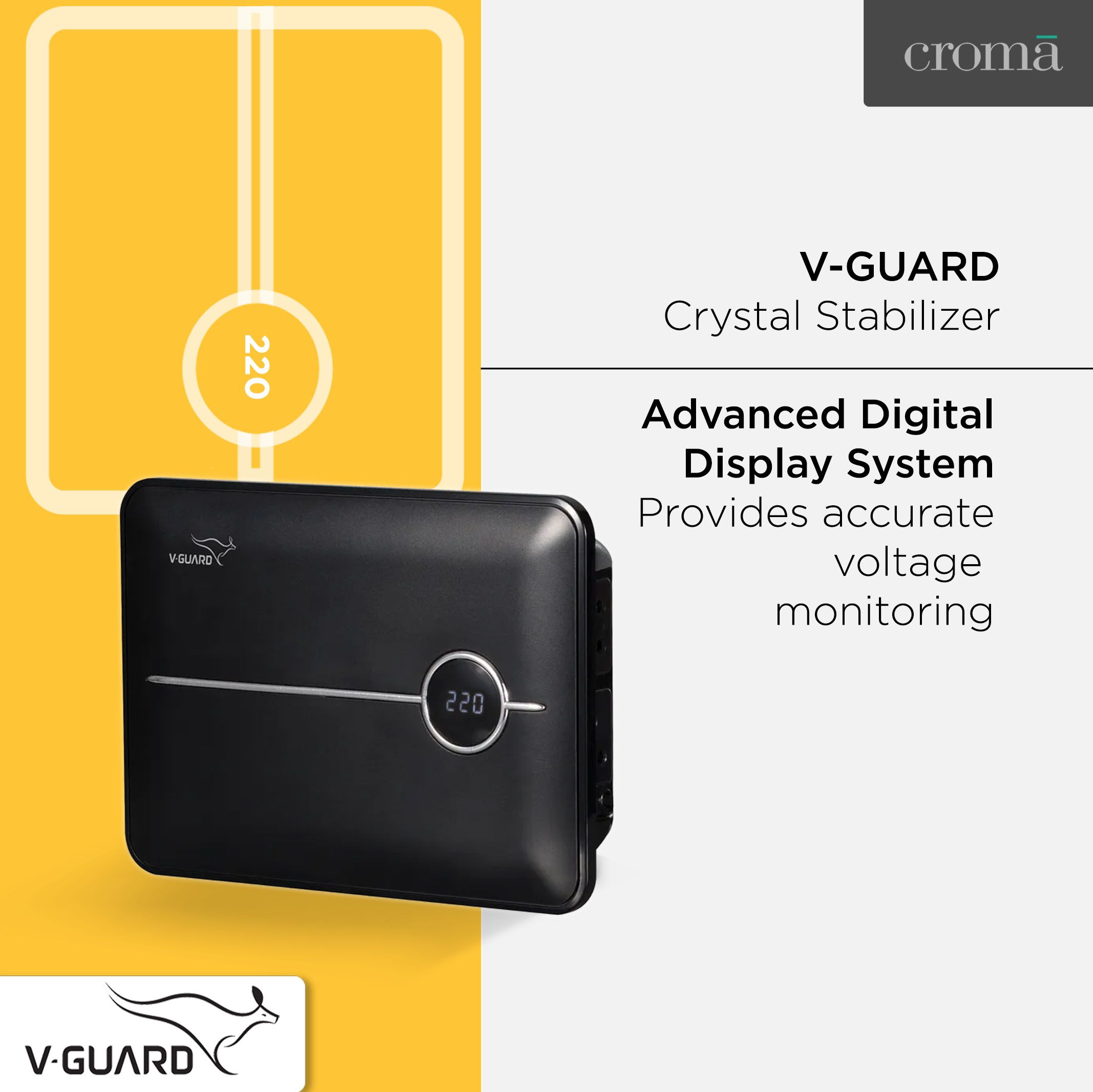 V-Guard Crystal 150 Prime 4 Amps Voltage Stabilizer 203cm (80 Inch) TV / SetTop Box / Home Theatre (90 - 290 V, Thermal Overload Protection, , Black) V-Guard Crystal 150 Prime 4 Amps Voltage Stabilizer 203cm (80 Inch) TV / SetTop Box / Home Theatre (90 - 290 V, Thermal Overload Protection, , Black)_7