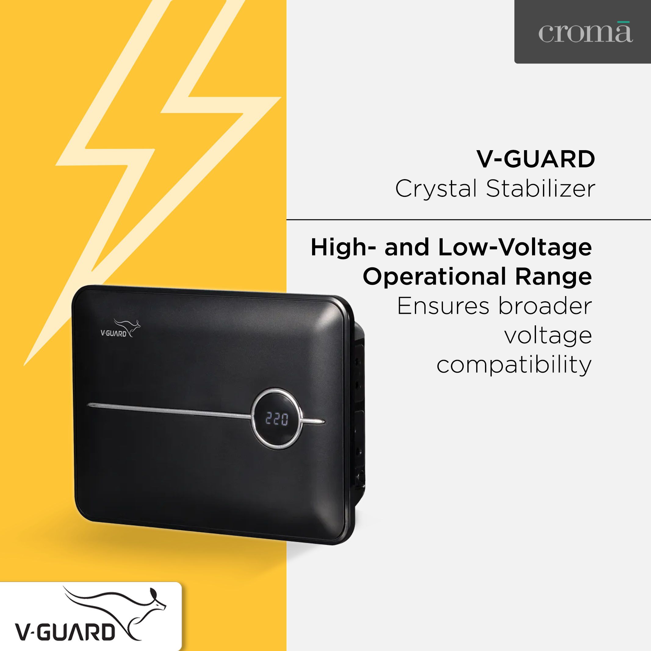 V-Guard Crystal 150 Prime 4 Amps Voltage Stabilizer 203cm (80 Inch) TV / SetTop Box / Home Theatre (90 - 290 V, Thermal Overload Protection, , Black) V-Guard Crystal 150 Prime 4 Amps Voltage Stabilizer 203cm (80 Inch) TV / SetTop Box / Home Theatre (90 - 290 V, Thermal Overload Protection, , Black)_8