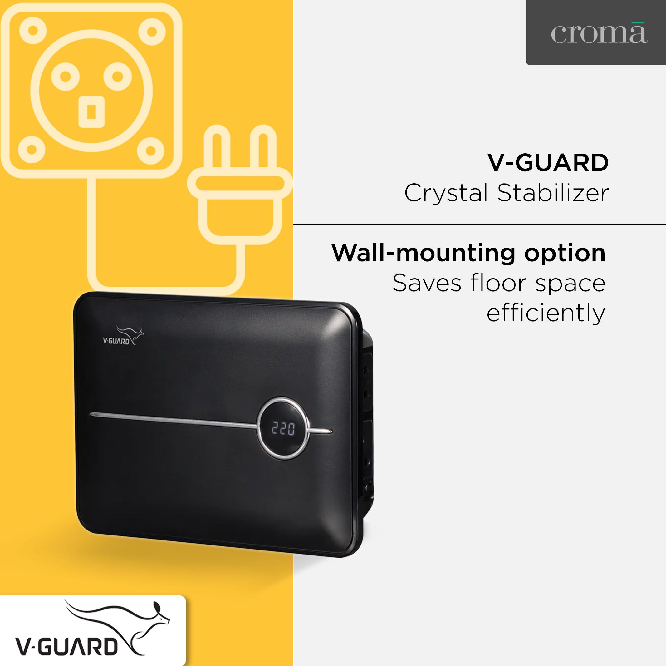 V-Guard Crystal 150 Prime 4 Amps Voltage Stabilizer 203cm (80 Inch) TV / SetTop Box / Home Theatre (90 - 290 V, Thermal Overload Protection, , Black) V-Guard Crystal 150 Prime 4 Amps Voltage Stabilizer 203cm (80 Inch) TV / SetTop Box / Home Theatre (90 - 290 V, Thermal Overload Protection, , Black)_9
