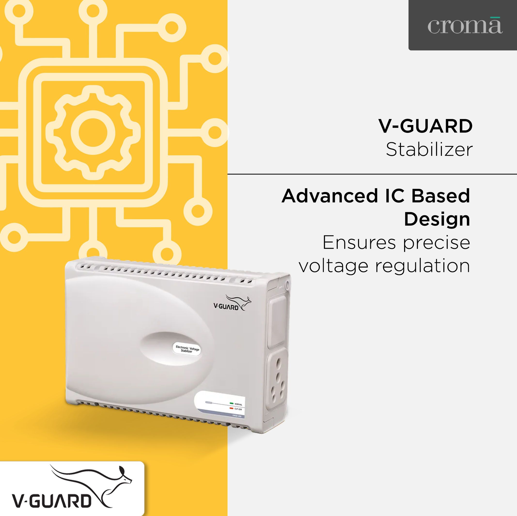 V-Guard 8 Amps Voltage Stabilizer Washing Machine / Microwave Oven / Treadmill (160 - 270 V, Digital Display, VMSD 300, WhIte)_5