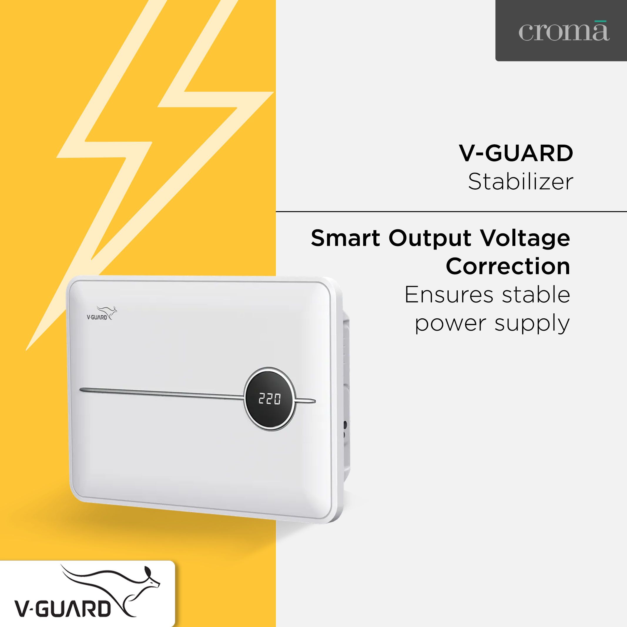 V-Guard 15 Amps Voltage Stabilizer Dishwasher / Washing Machine / Microwave Oven / Tread Mill (135 - 280 V, Smart Voltage Correction, VDW 500 Prime, White)_4