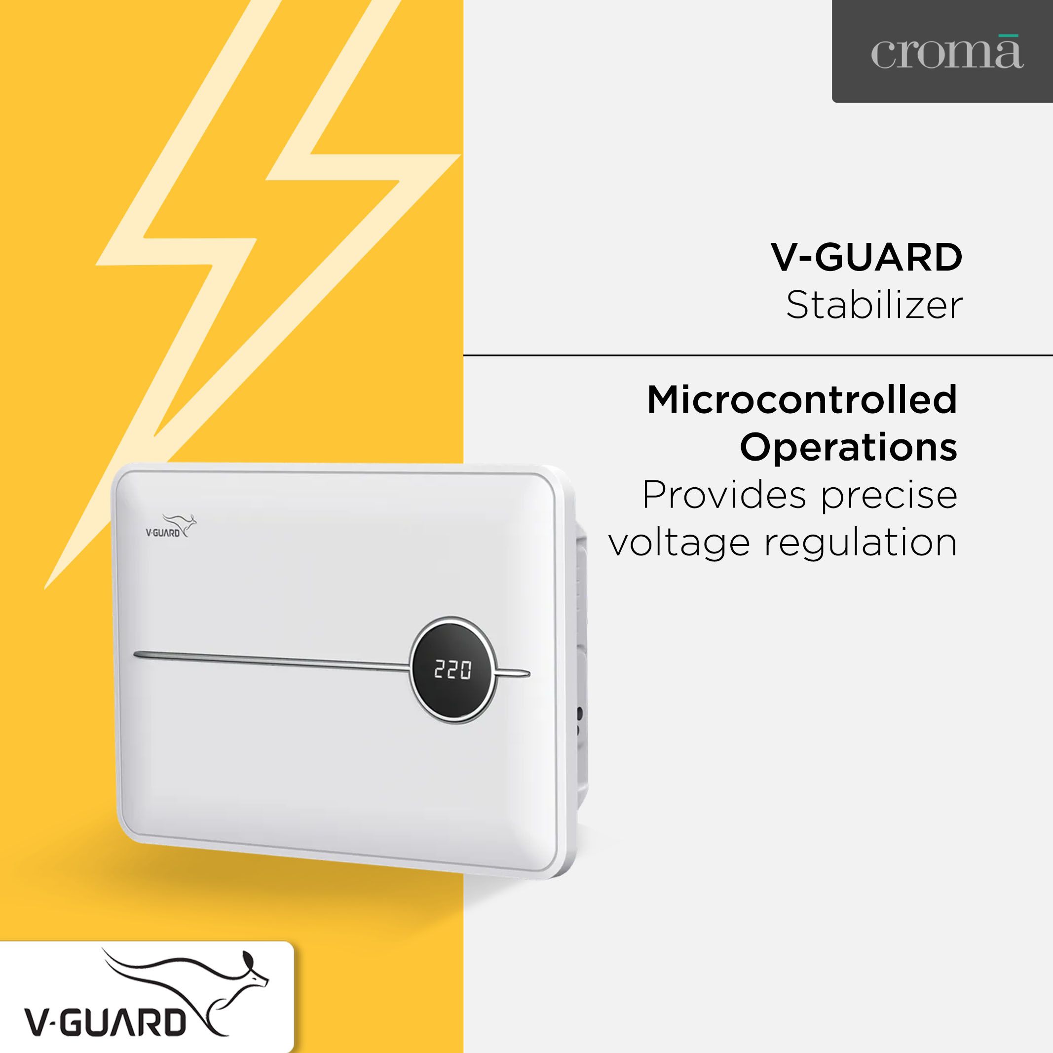 V-Guard 15 Amps Voltage Stabilizer Dishwasher / Washing Machine / Microwave Oven / Tread Mill (135 - 280 V, Smart Voltage Correction, VDW 500 Prime, White)_5