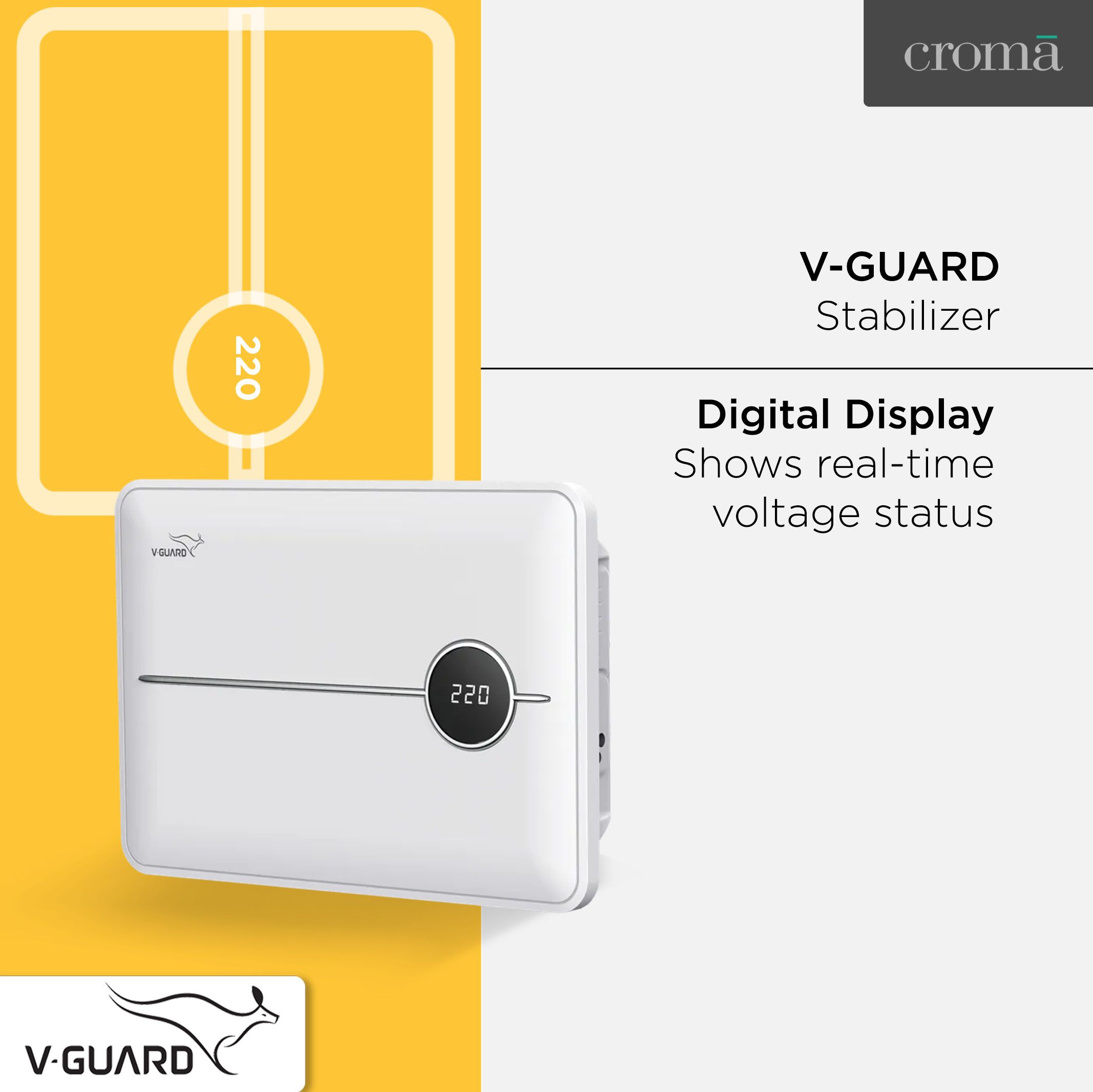 V-Guard 15 Amps Voltage Stabilizer Dishwasher / Washing Machine / Microwave Oven / Tread Mill (135 - 280 V, Smart Voltage Correction, VDW 500 Prime, White)_6