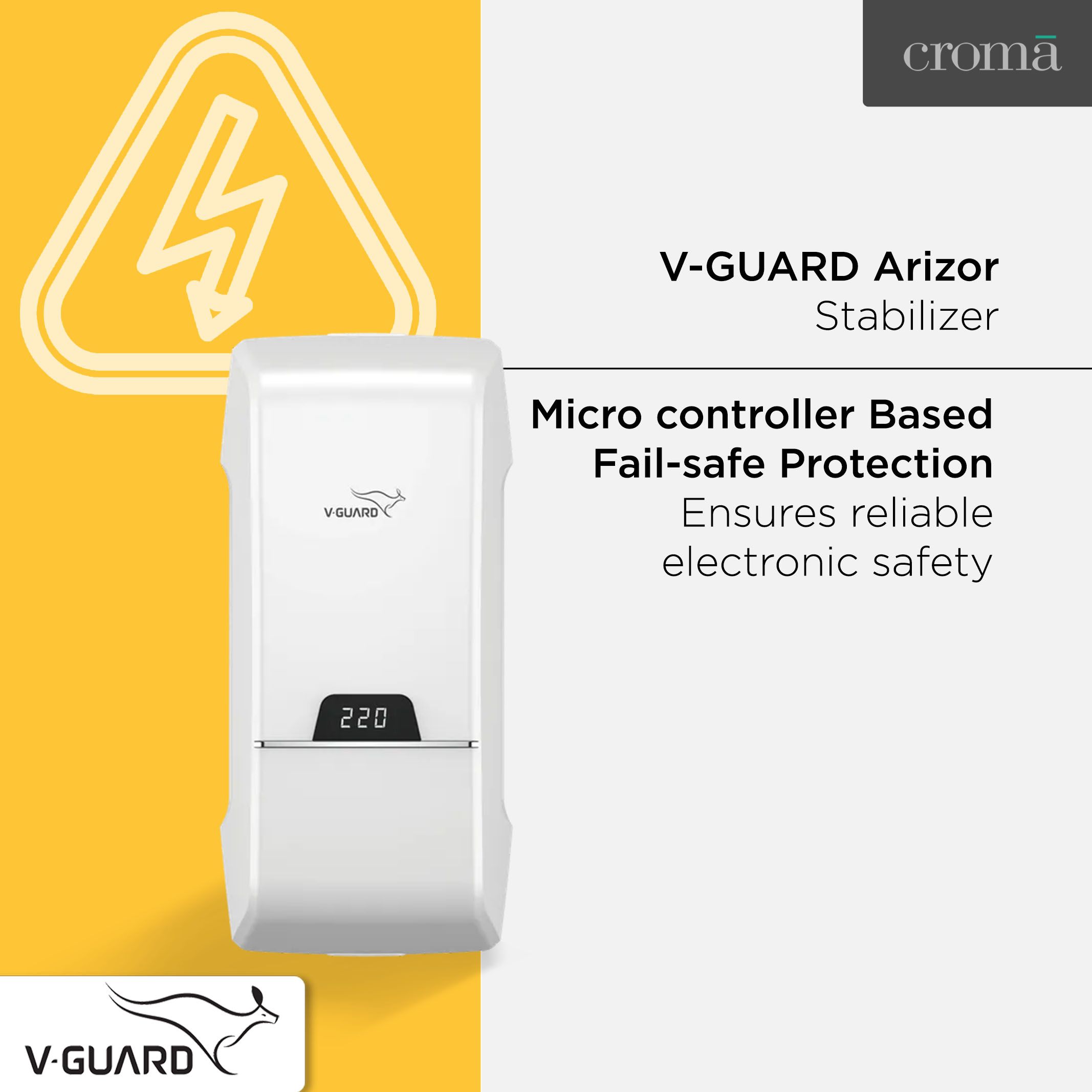 V-GUARD Arizor 4170 12 Amps Voltage Stabilizer For 1.5 Ton Inverter Air Conditioner (170 - 270 V, Fail Safe Circuit Protection, White)_7