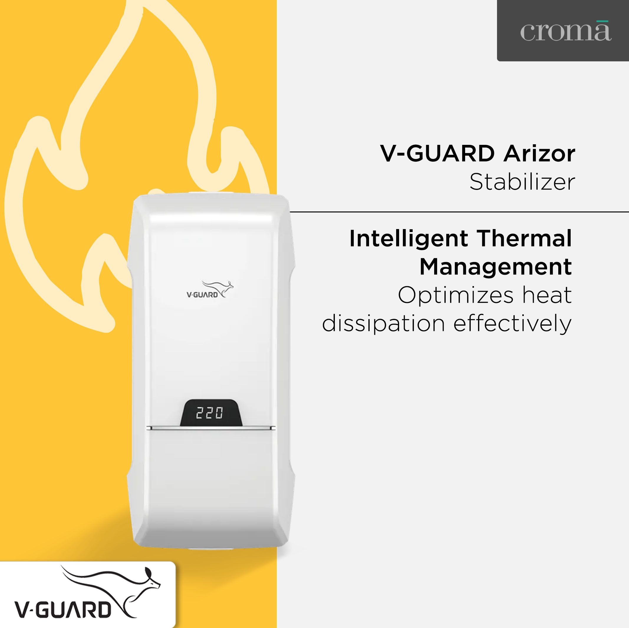 V-GUARD Arizor 4170 12 Amps Voltage Stabilizer For 1.5 Ton Inverter Air Conditioner (170 - 270 V, Fail Safe Circuit Protection, White)_8