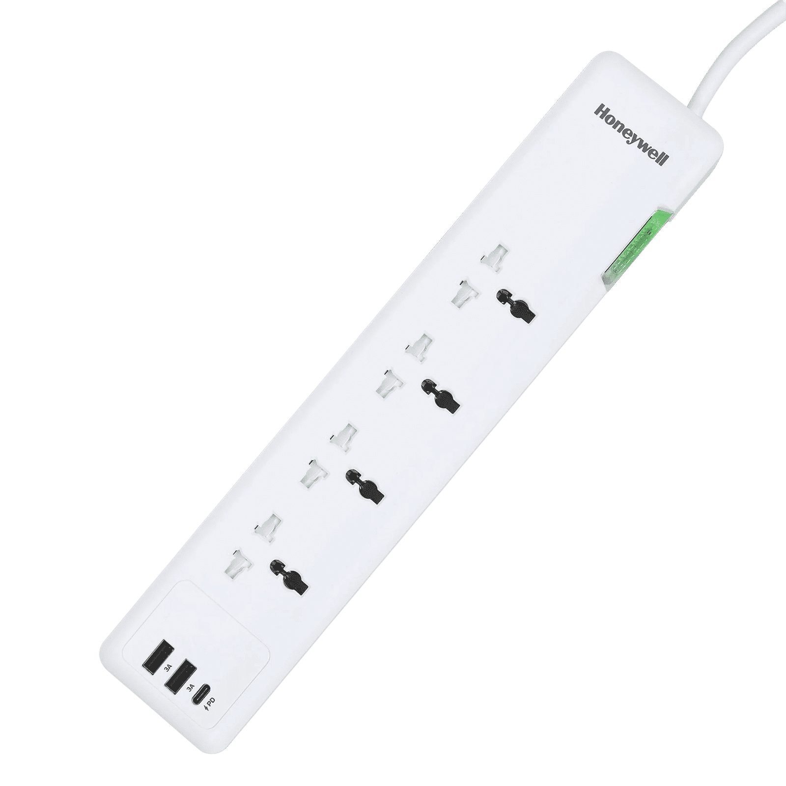 Honeywell PD20W 12000 Amps 4 Sockets Surge Protector (1.5 Meters, Child Lock Safety Shutter, HC000019, White)_1
