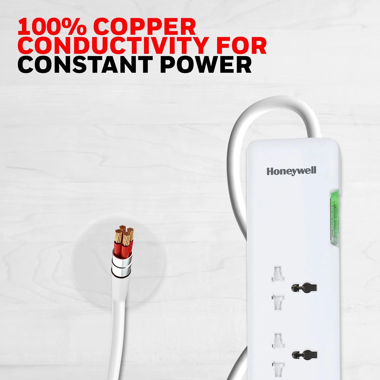 Honeywell PD20W 12000 Amps 4 Sockets Surge Protector (1.5 Meters, Child Lock Safety Shutter, HC000019, White)_3