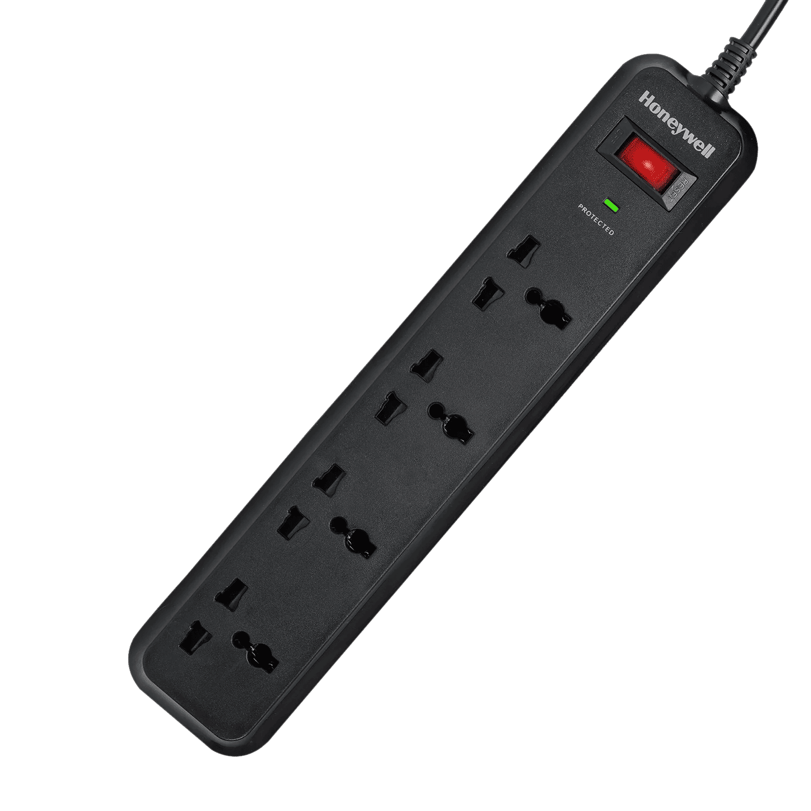 Honeywell 15000 Amps 4 Sockets Surge Protector (2 Meters, Child Lock Safety Shutter, HC000008, Black)_1