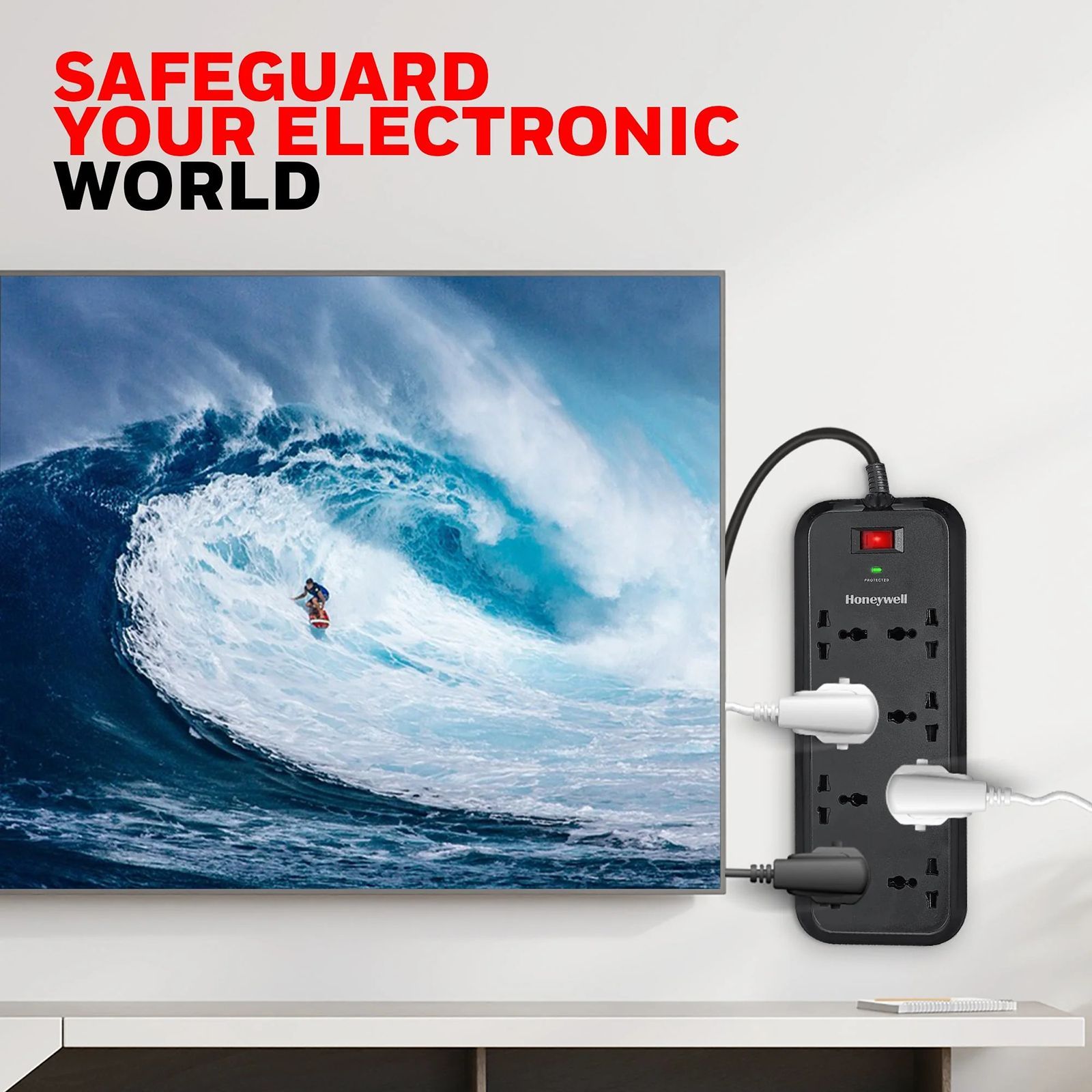 Honeywell 20000 Amps 8 Sockets Surge Protector (2 Meters, Automatic Overload Protection, HC000010, Black)_4