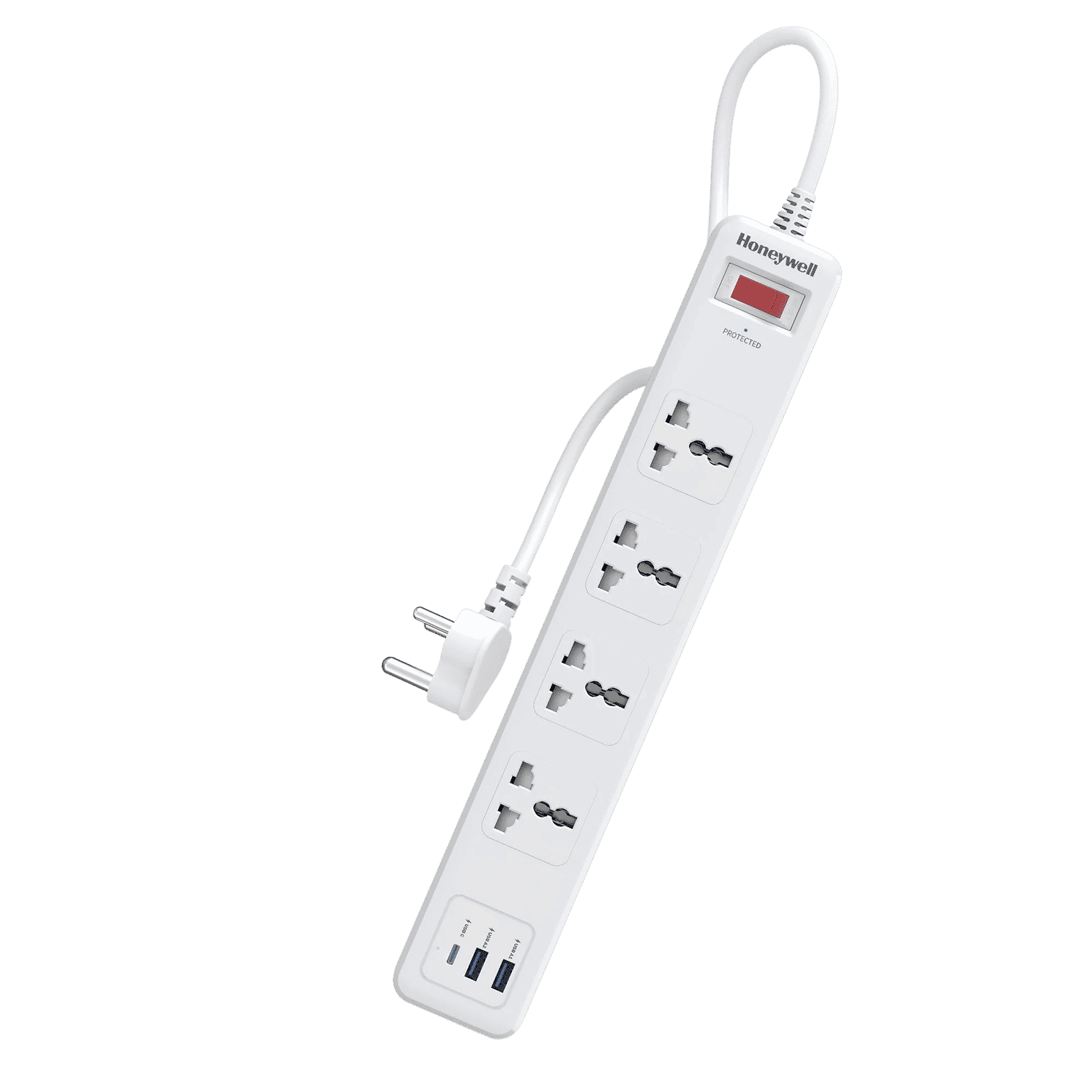 Honeywell 13500 Amps 4 Sockets Surge Protector (1.8 Meters, Automatic Overload Protection, HC000045, White) Honeywell 13500 Amps 4 Sockets Surge Protector (1.8 Meters, Automatic Overload Protection, HC000045, White)_1