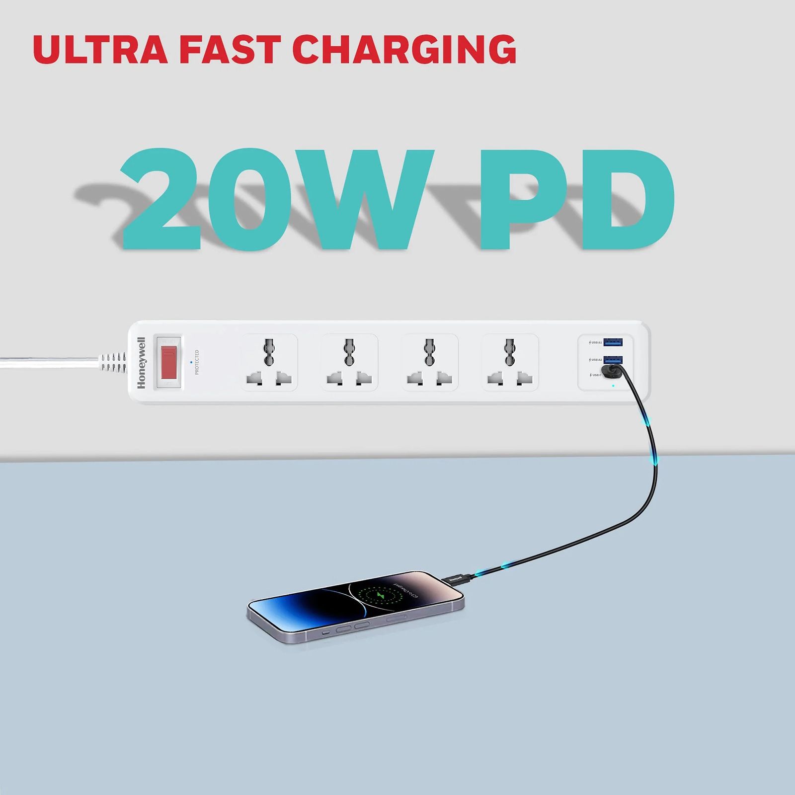 Honeywell 13500 Amps 4 Sockets Surge Protector (1.8 Meters, Automatic Overload Protection, HC000045, White) Honeywell 13500 Amps 4 Sockets Surge Protector (1.8 Meters, Automatic Overload Protection, HC000045, White)_7