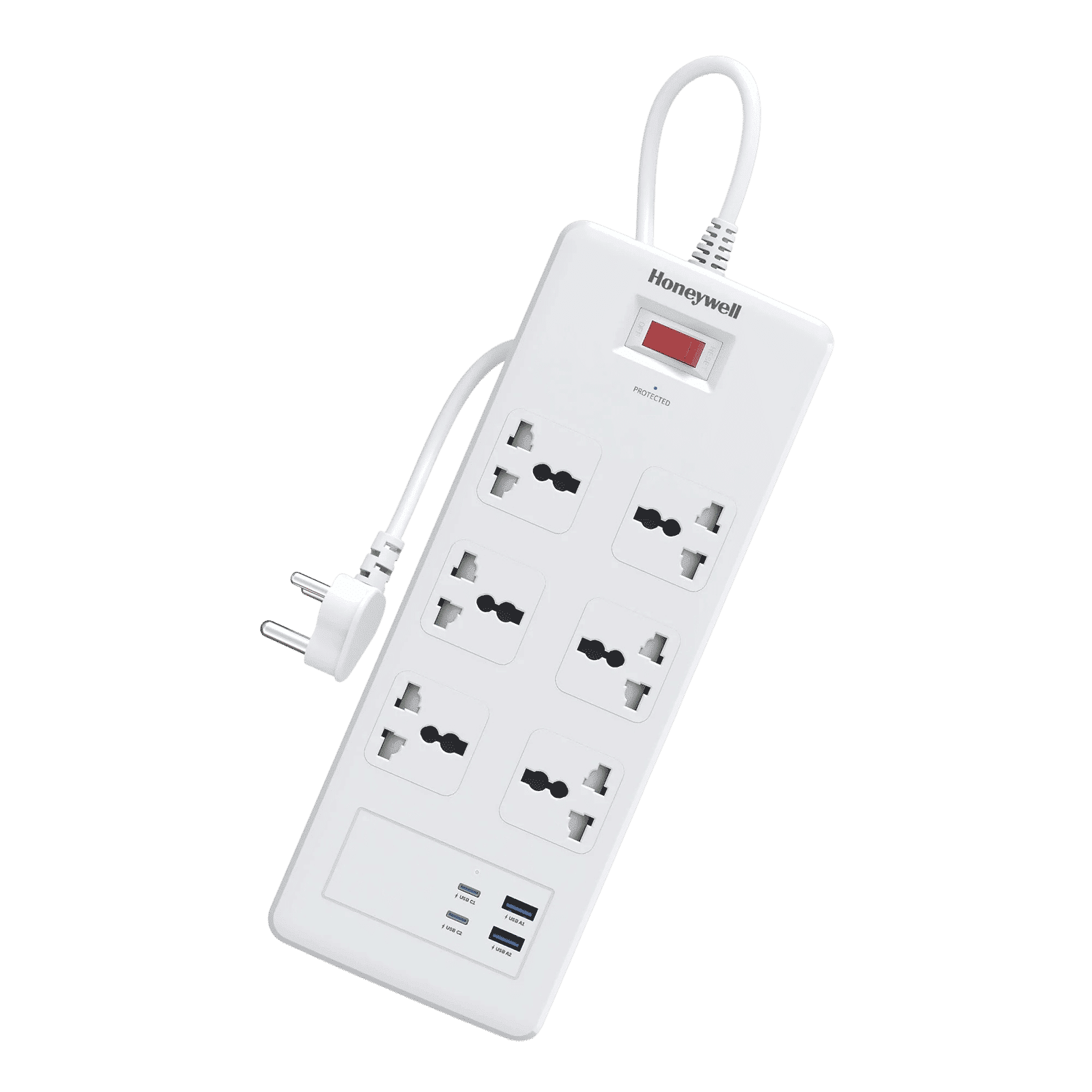 Honeywell 36000 Amps 6 Sockets Surge Protector (1.8 Meters, Automatic Overload Protection, HC000050, White) Honeywell 36000 Amps 6 Sockets Surge Protector (1.8 Meters, Automatic Overload Protection, HC000050, White)_1