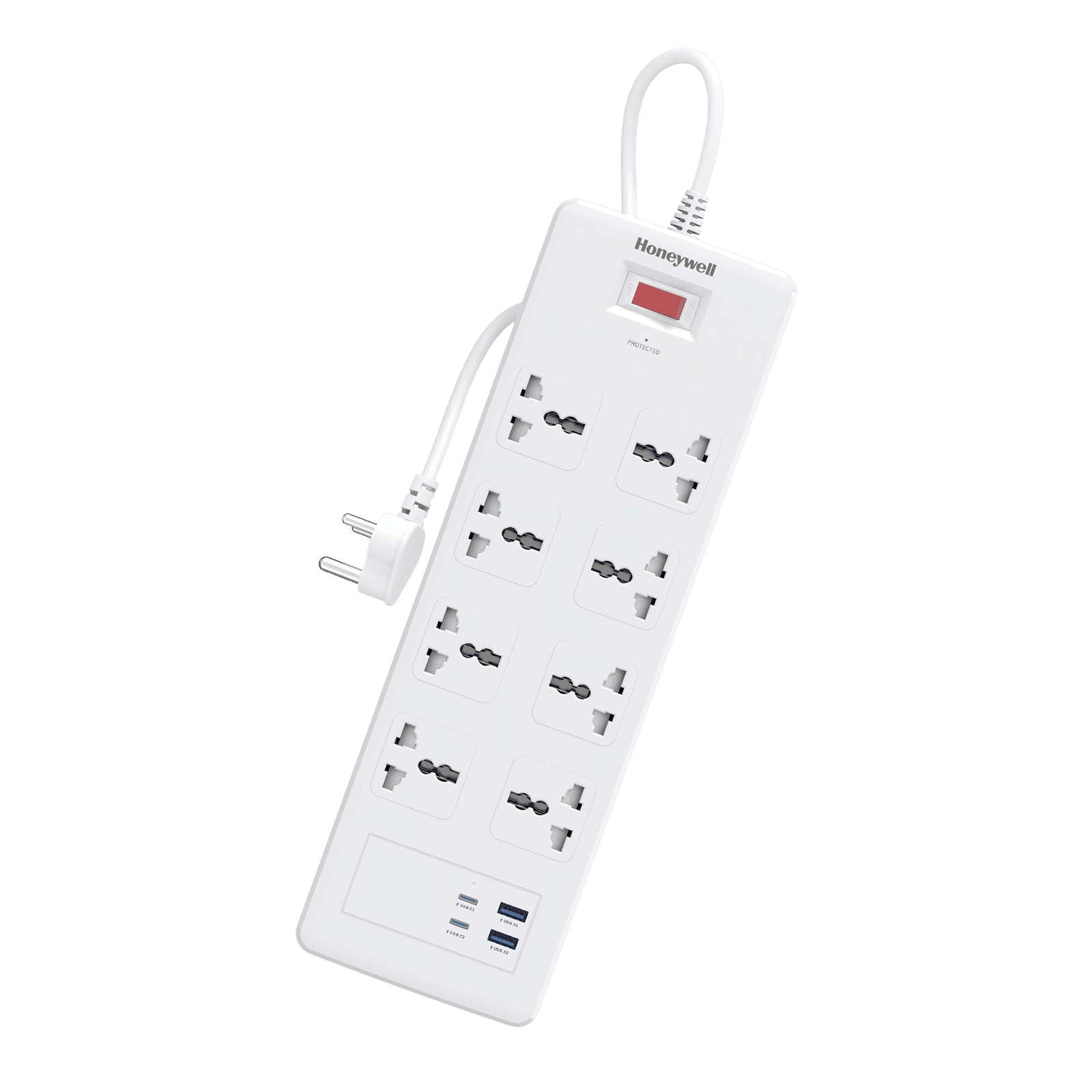 Honeywell 36000 Amps 8 Sockets Surge Protector (1.8 Meters, Automatic Overload Protection, HC000055, White)_1