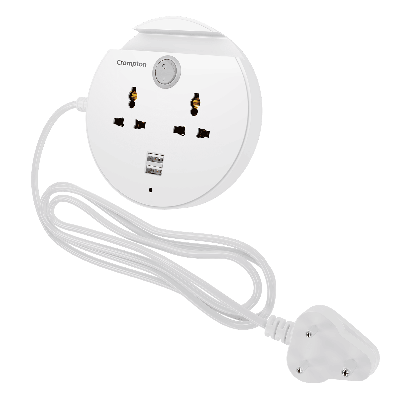 Crompton Powerbox Alpha CU 6 Amps 2 Sockets Extention Board with Individual Switch (2 Meters, Mobile Holder Groove, LEDPB-ALPHA-CU, White)_4