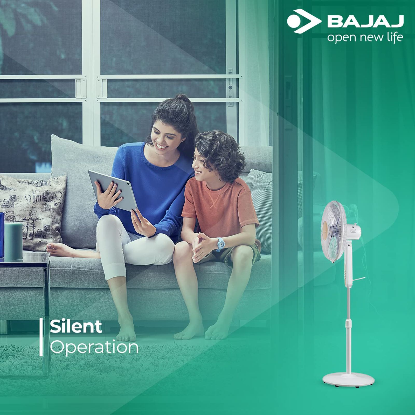 BAJAJ Midea 400mm 3 Blade Silent Operation Pedestal Fan (Thermal Overload Protector, White)_7