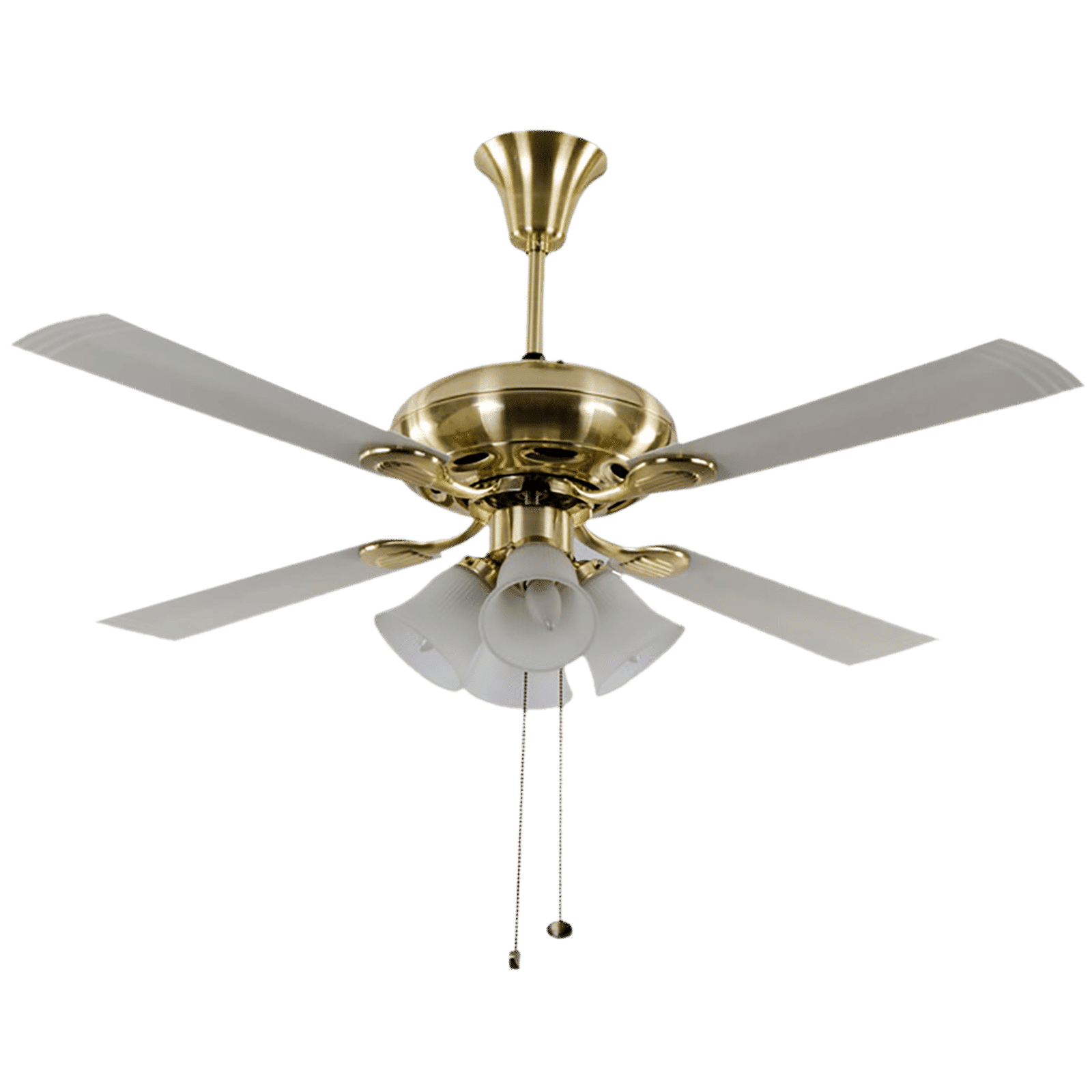 USHA Fontana Orchid 1280mm 4 Blade Electroplated Motor Ceiling Fan (Decorative Lights, Gold Ivory)_1