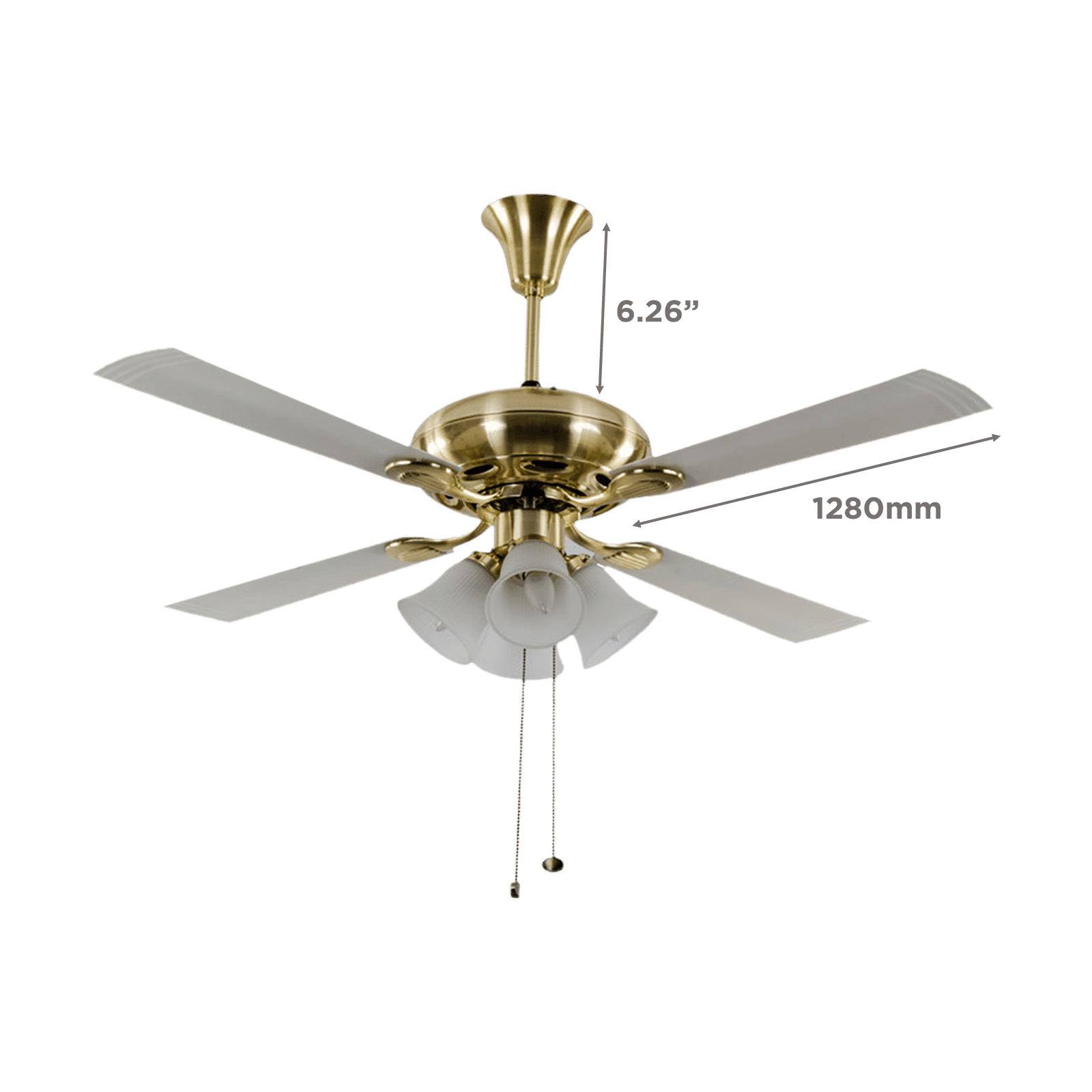 USHA Fontana Orchid 1280mm 4 Blade Electroplated Motor Ceiling Fan (Decorative Lights, Gold Ivory)_2