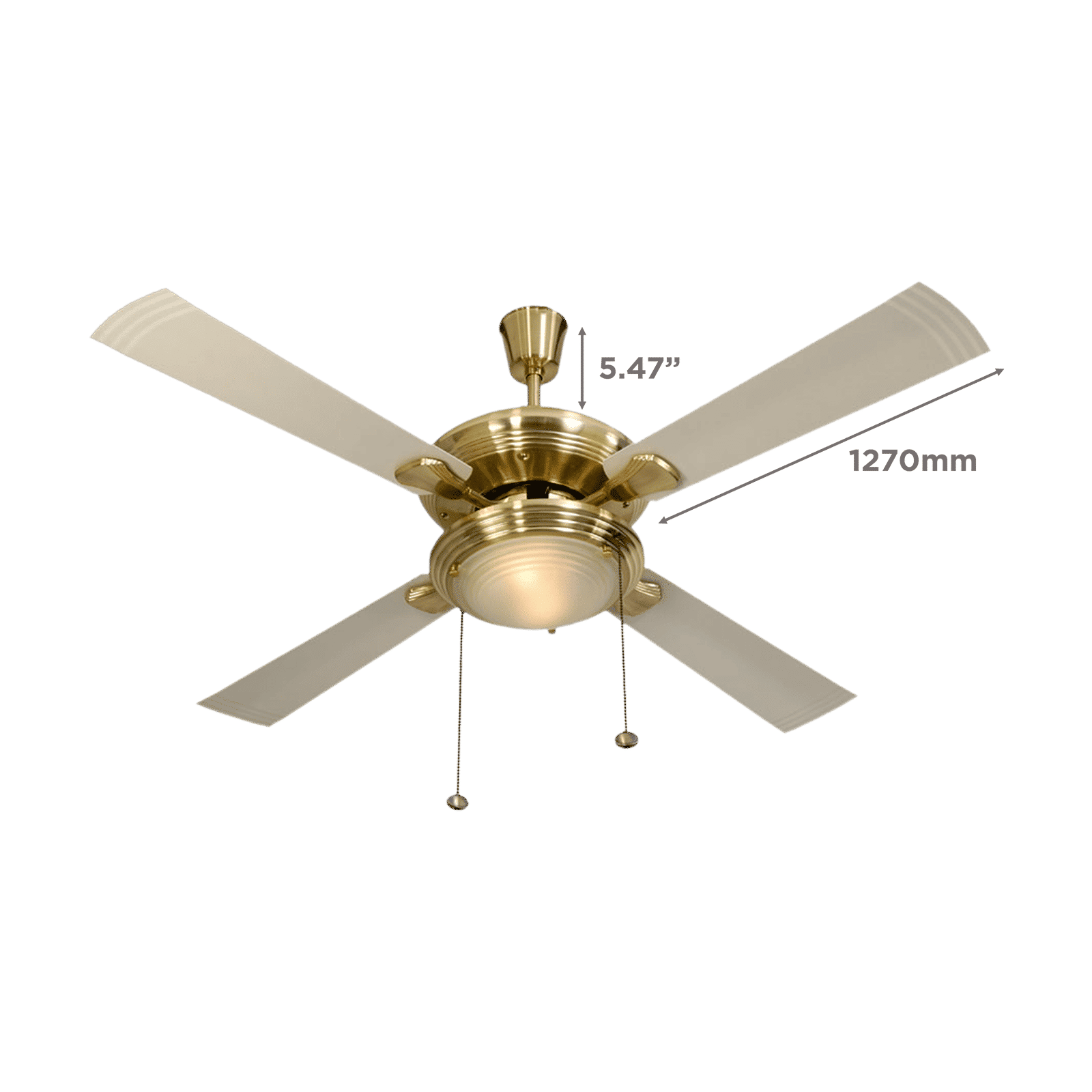 USHA Fontana One 1 Star 1270mm 4 Blade Electroplated Motor Ceiling Fan (Decorative Lights, Gold Ivory)_2