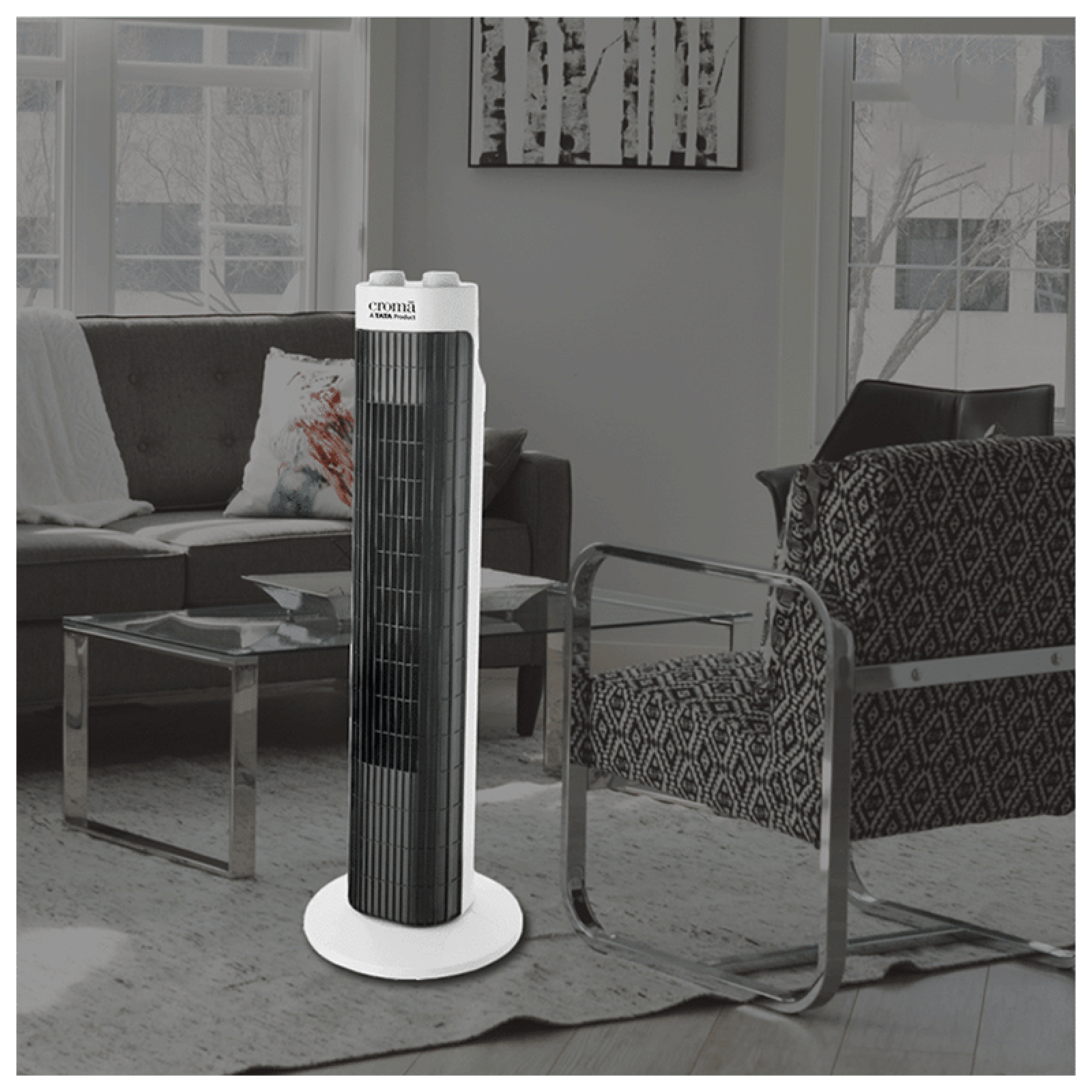 Croma Bladeless 540 m3/hr Air Delivery Tower Fan (Blade Free Design, White & Black)_9
