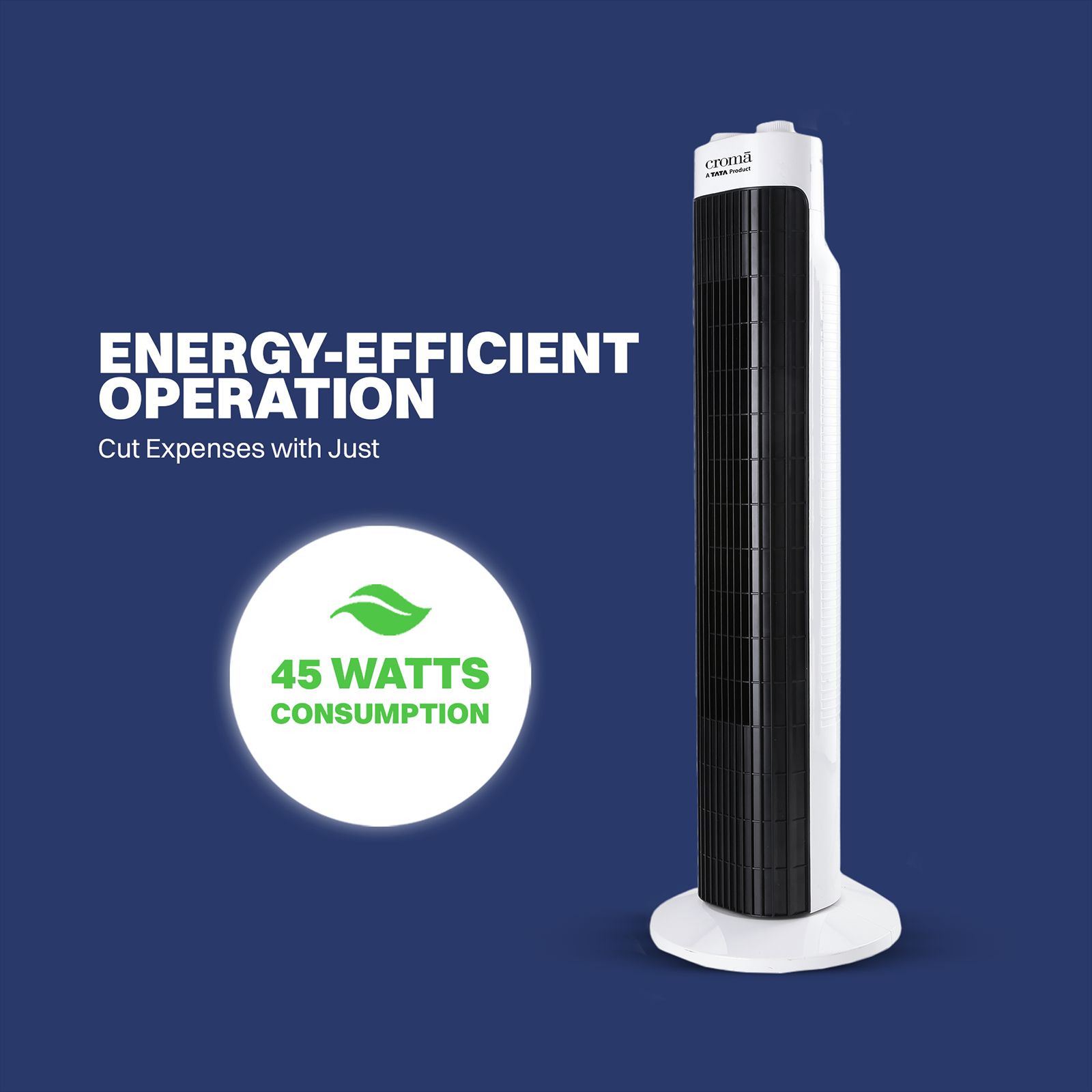 Croma Bladeless 540 m3/hr Air Delivery Tower Fan (Blade Free Design, White & Black)_13