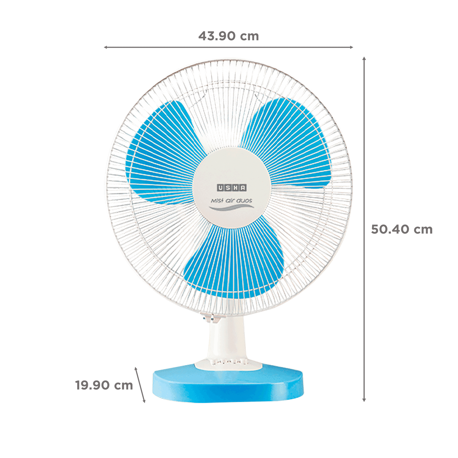 USHA Mist Air Duos 400mm 3 Blade Copper Motor Table Fan (Easy Tilt, Blue)_2