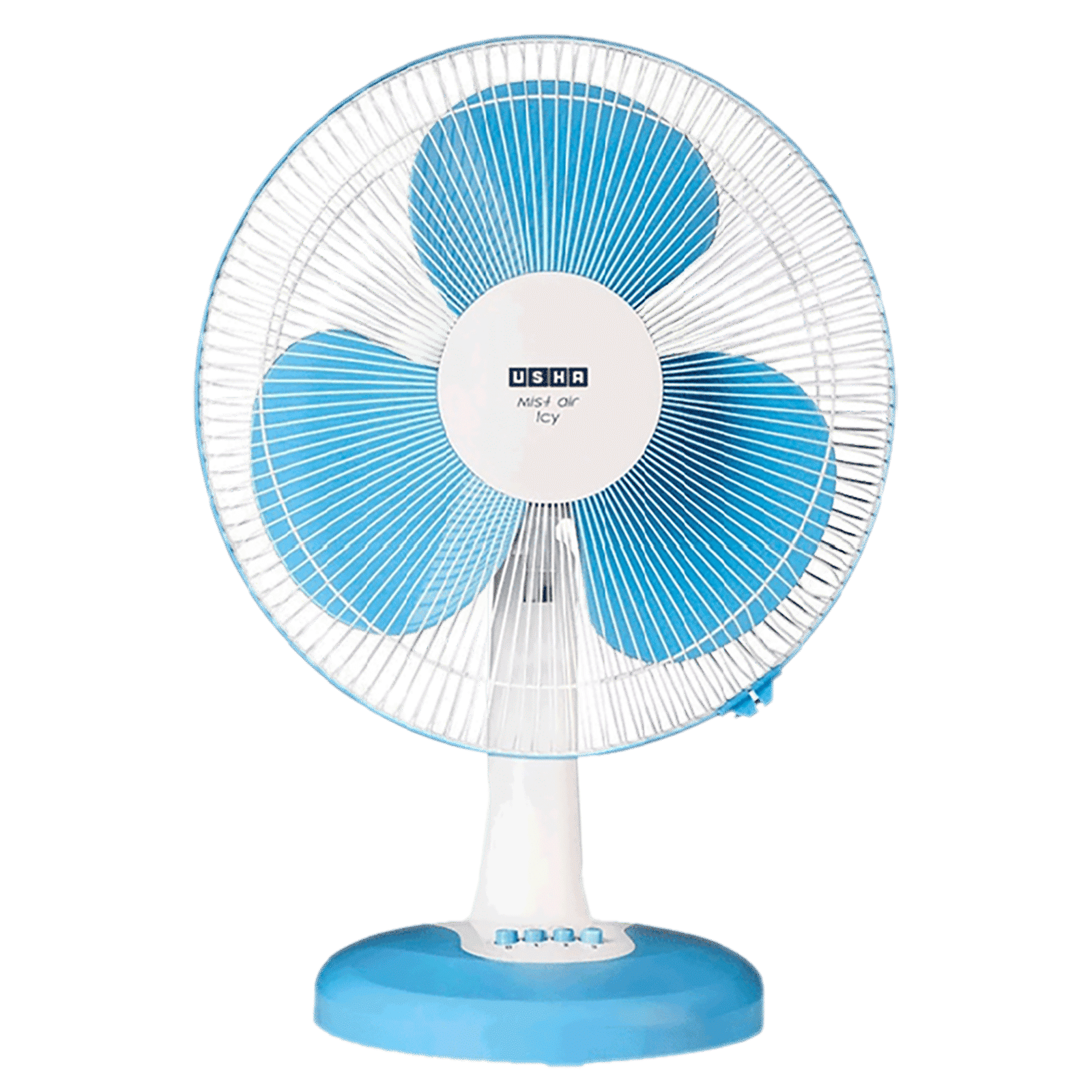 USHA Mist Air Icy 400mm 3 Blade Copper Motor Table Fan (Easy Tilt, Blue)_1