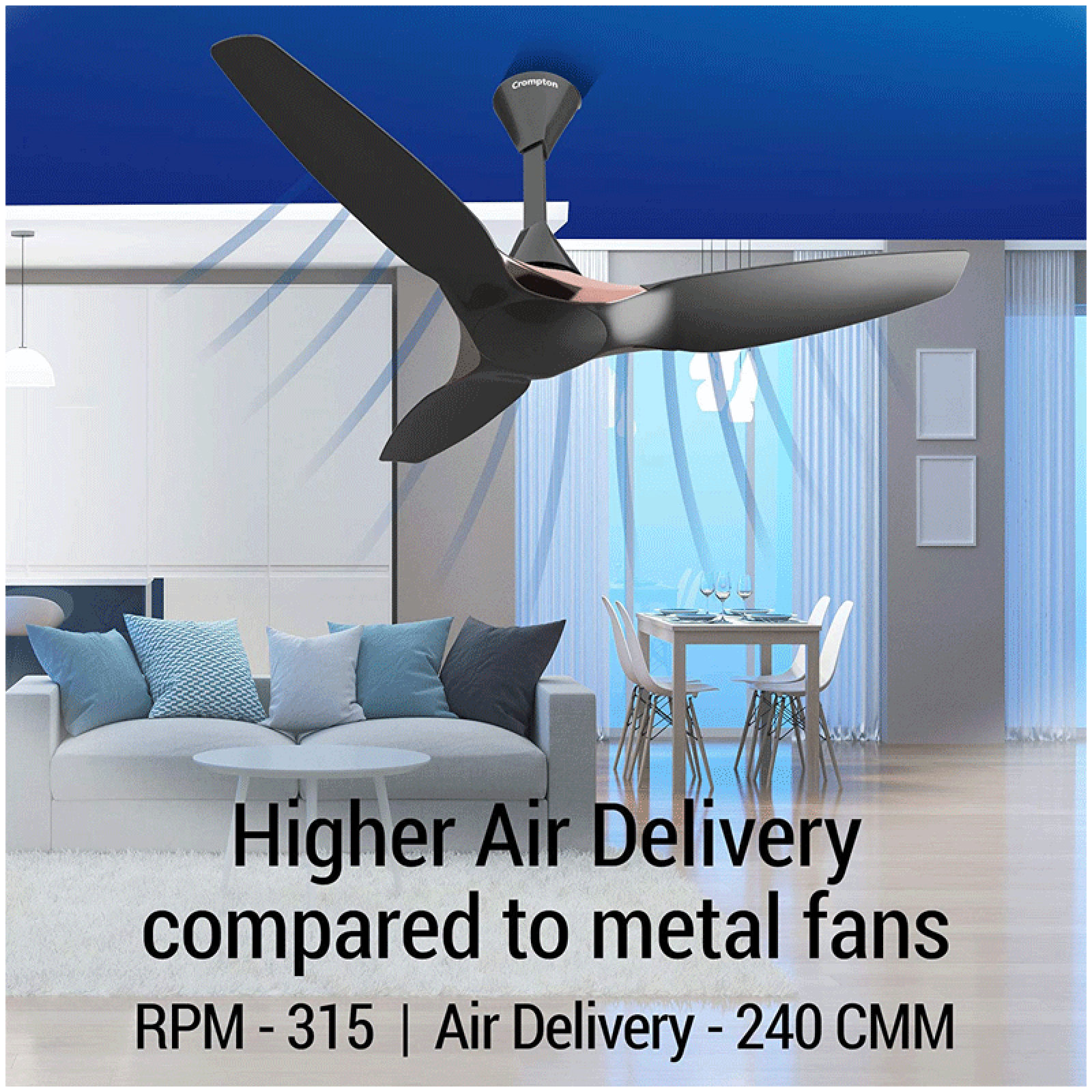 Crompton SilentPro Enso 5 Star 1200mm 3 Blade BLDC Motor Ceiling Fan with Remote (Intelligent Memory Function, Charcoal Grey)_9